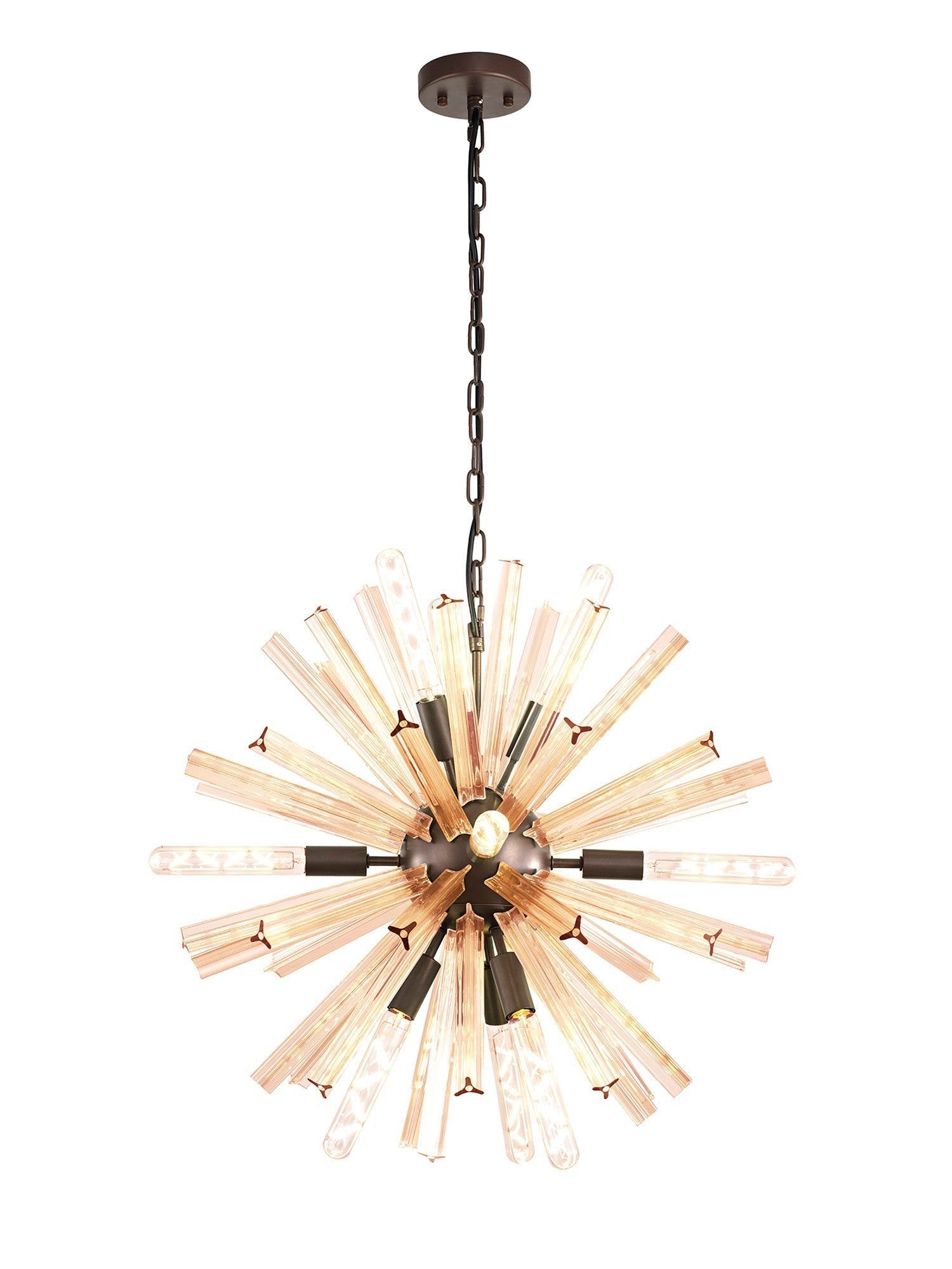 Rater 10 Light E14, Round Pendant Brown Oxide, Round Pendant Polished Nickel, Champagne Gold Glass, Clear Glass, Smoke Glass