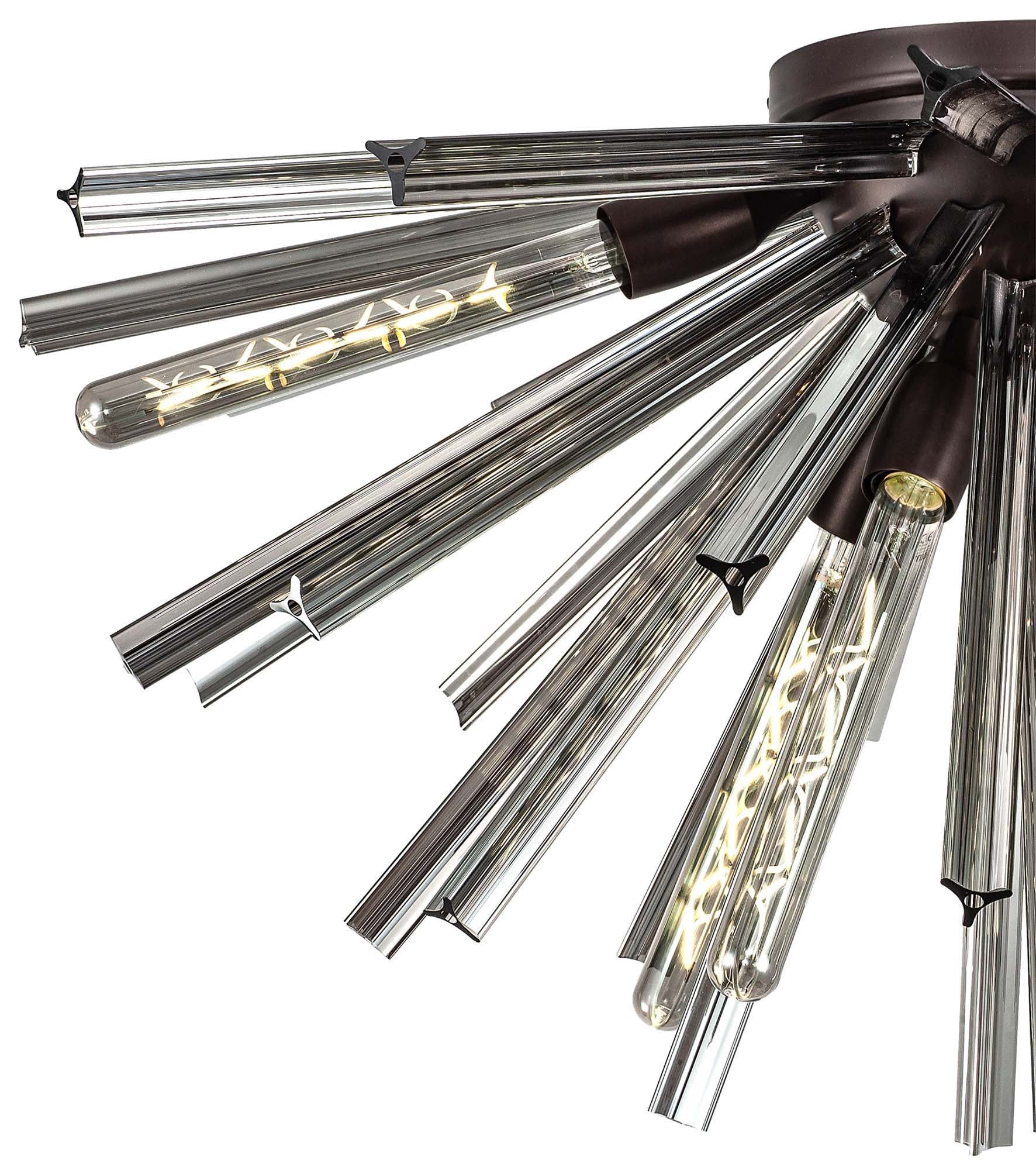 Rater 6 Light E14, Semi Flush Brown Oxide, Polished Nickel / Champagne Gold Glass, Clear Glass, Champagne Gold Glass Brown Oxide / Smoke Glass / Eight