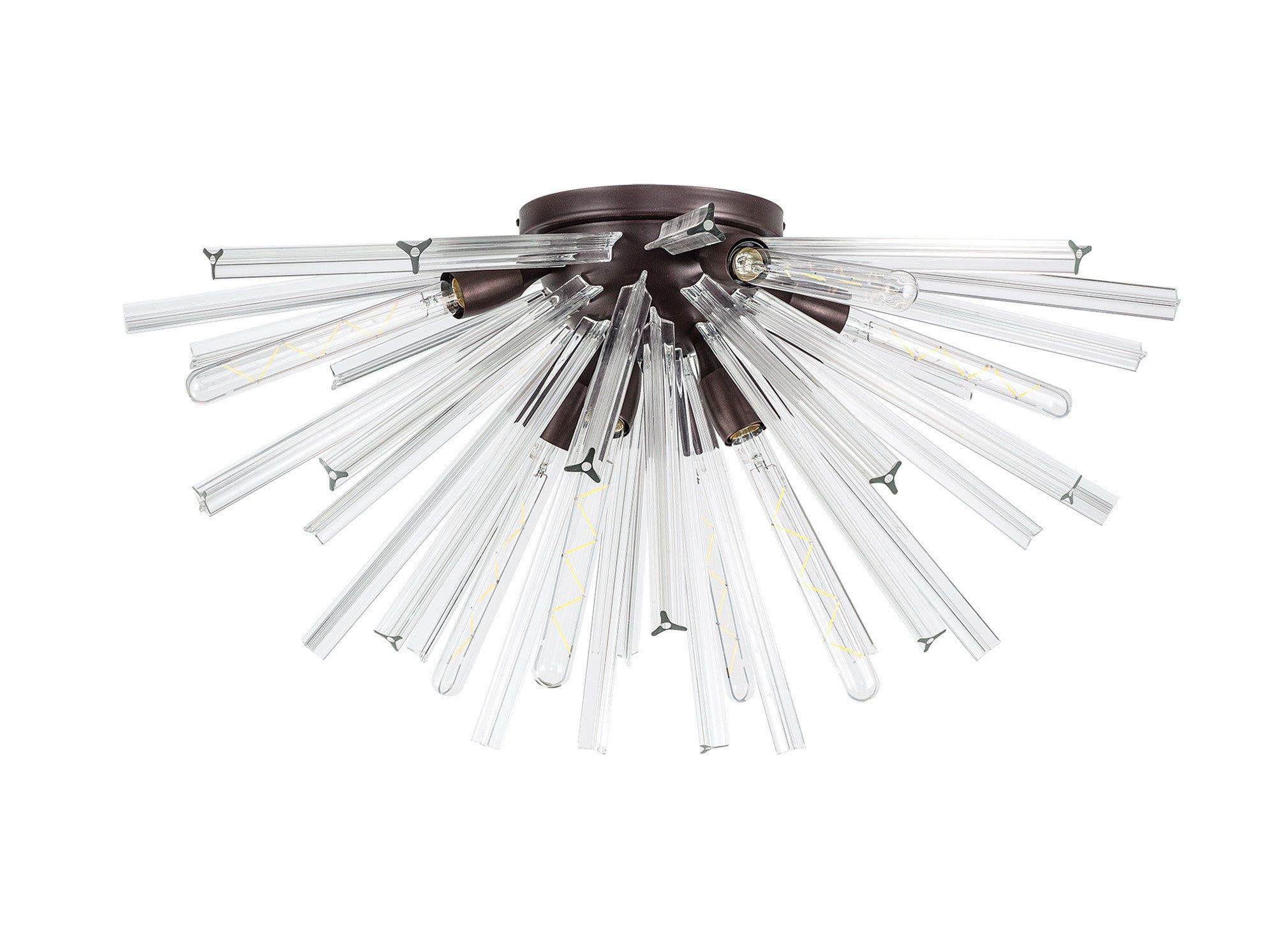Rater 6 Light E14, Semi Flush Brown Oxide, Polished Nickel / Champagne Gold Glass, Clear Glass, Champagne Gold Glass Brown Oxide / Clear Glass / Eight