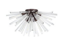 Rater 6 Light E14, Semi Flush Brown Oxide, Polished Nickel / Champagne Gold Glass, Clear Glass, Champagne Gold Glass Brown Oxide / Clear Glass / Eight