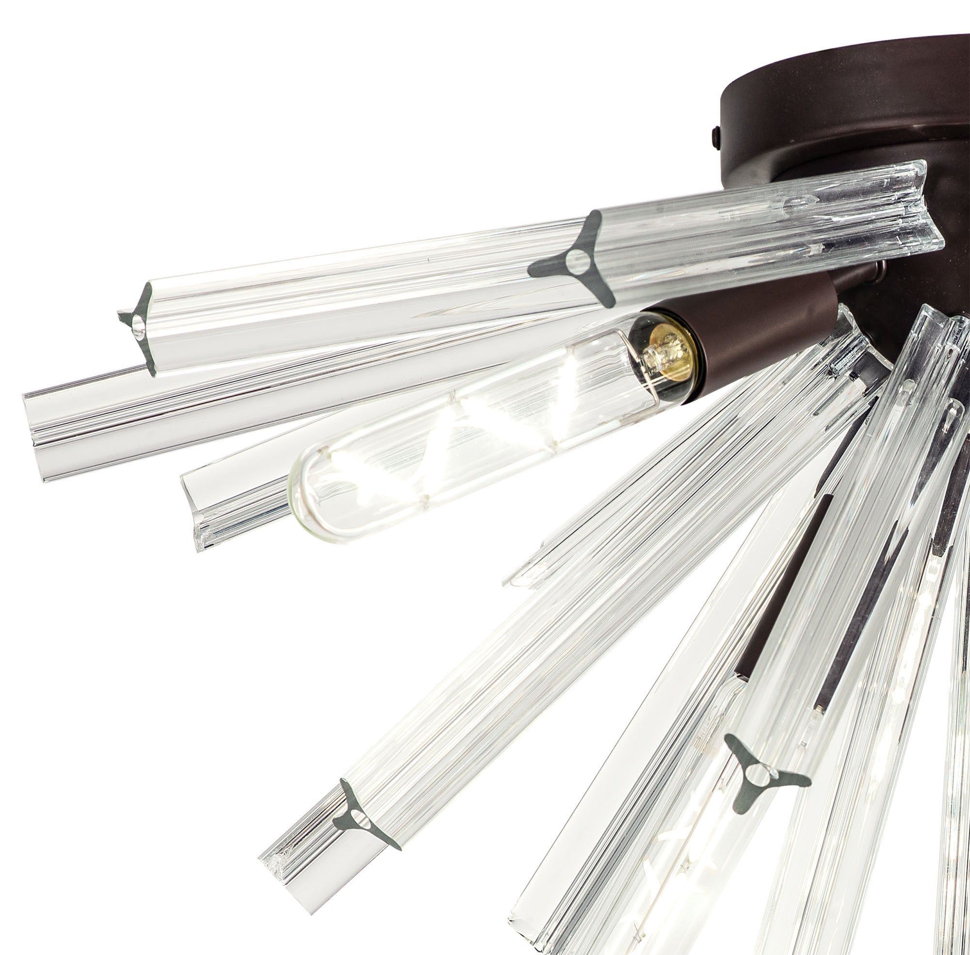 Rater 6 Light E14, Semi Flush Brown Oxide, Polished Nickel / Champagne Gold Glass, Clear Glass, Champagne Gold Glass Brown Oxide / Champagne Glass / Six