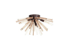 Rater 6 Light E14, Semi Flush Brown Oxide, Polished Nickel / Champagne Gold Glass, Clear Glass, Champagne Gold Glass Brown Oxide / Champagne Glass / Six