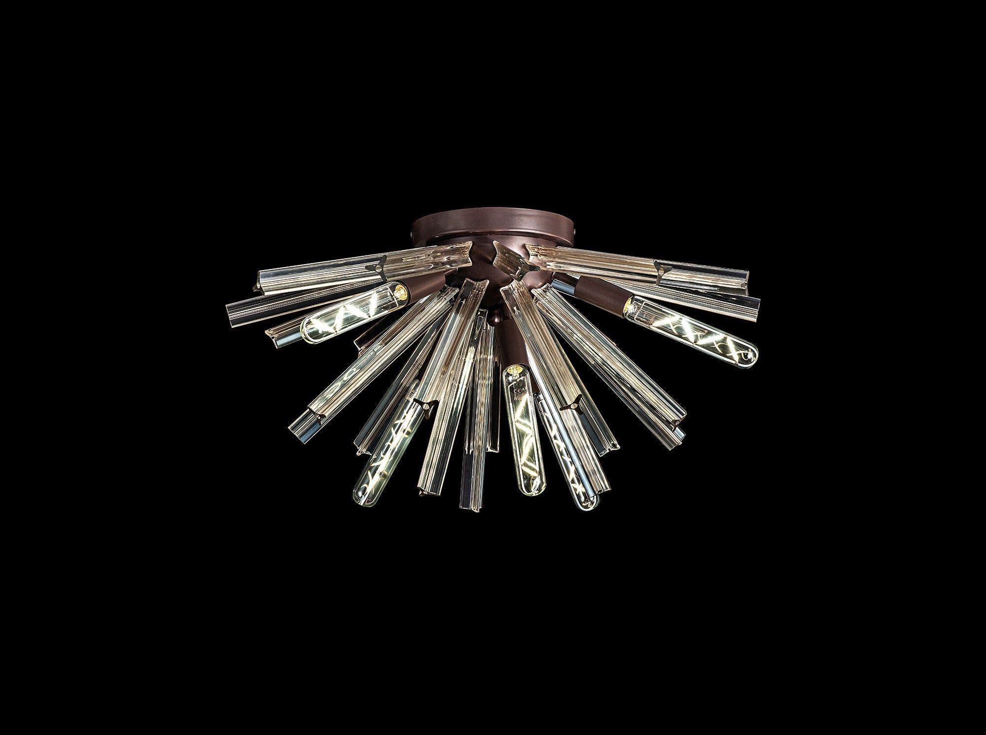 Rater 6 Light E14, Semi Flush Brown Oxide, Polished Nickel / Champagne Gold Glass, Clear Glass, Champagne Gold Glass Brown Oxide / Champagne Glass / Six