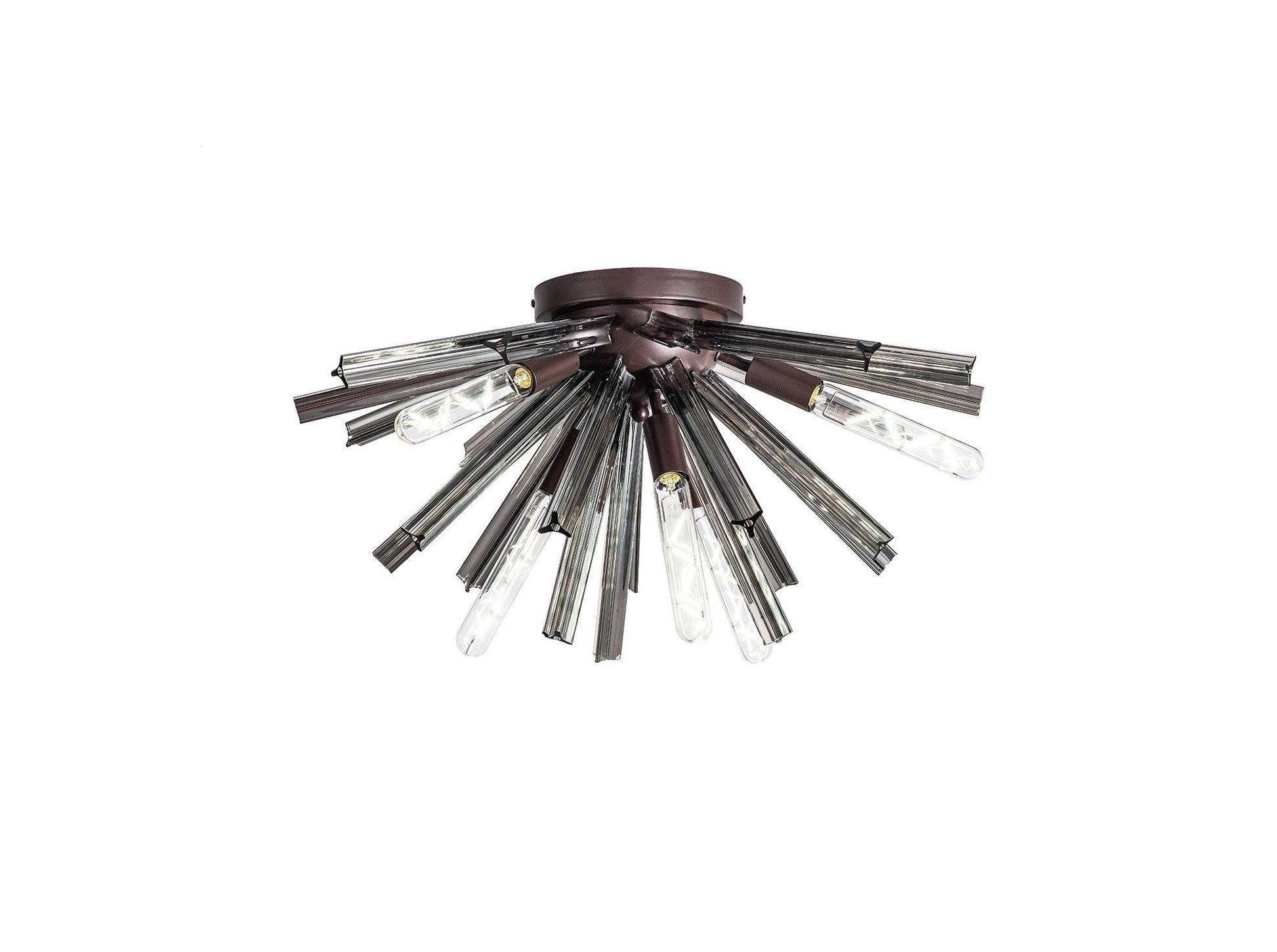 Rater 6 Light E14, Semi Flush Brown Oxide, Polished Nickel / Champagne Gold Glass, Clear Glass, Champagne Gold Glass Brown Oxide / Smoke Glass / Six