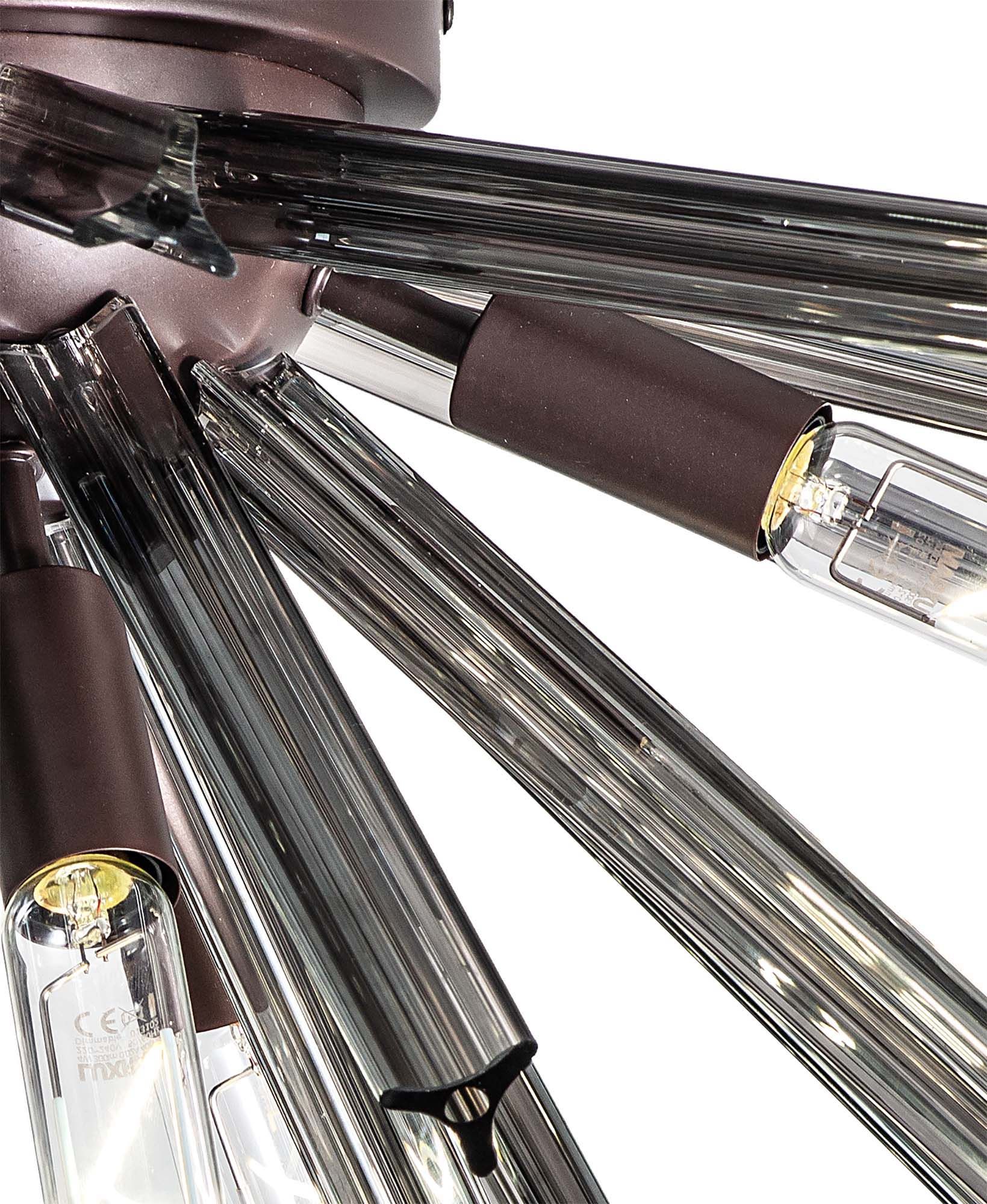 Rater 6 Light E14, Semi Flush Brown Oxide, Polished Nickel / Champagne Gold Glass, Clear Glass, Champagne Gold Glass Brown Oxide / Smoke Glass / Six