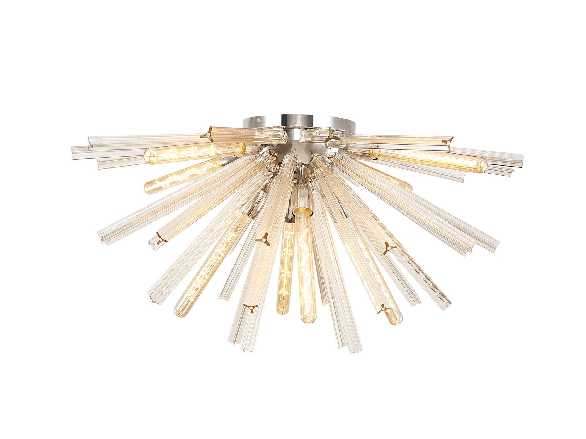 Rater 6Lt/8Lt E14, Semi Flush Brown Oxide, Polished Nickel / Champagne Gold Glass, Clear Glass, Champagne Gold Glass - Cusack Lighting