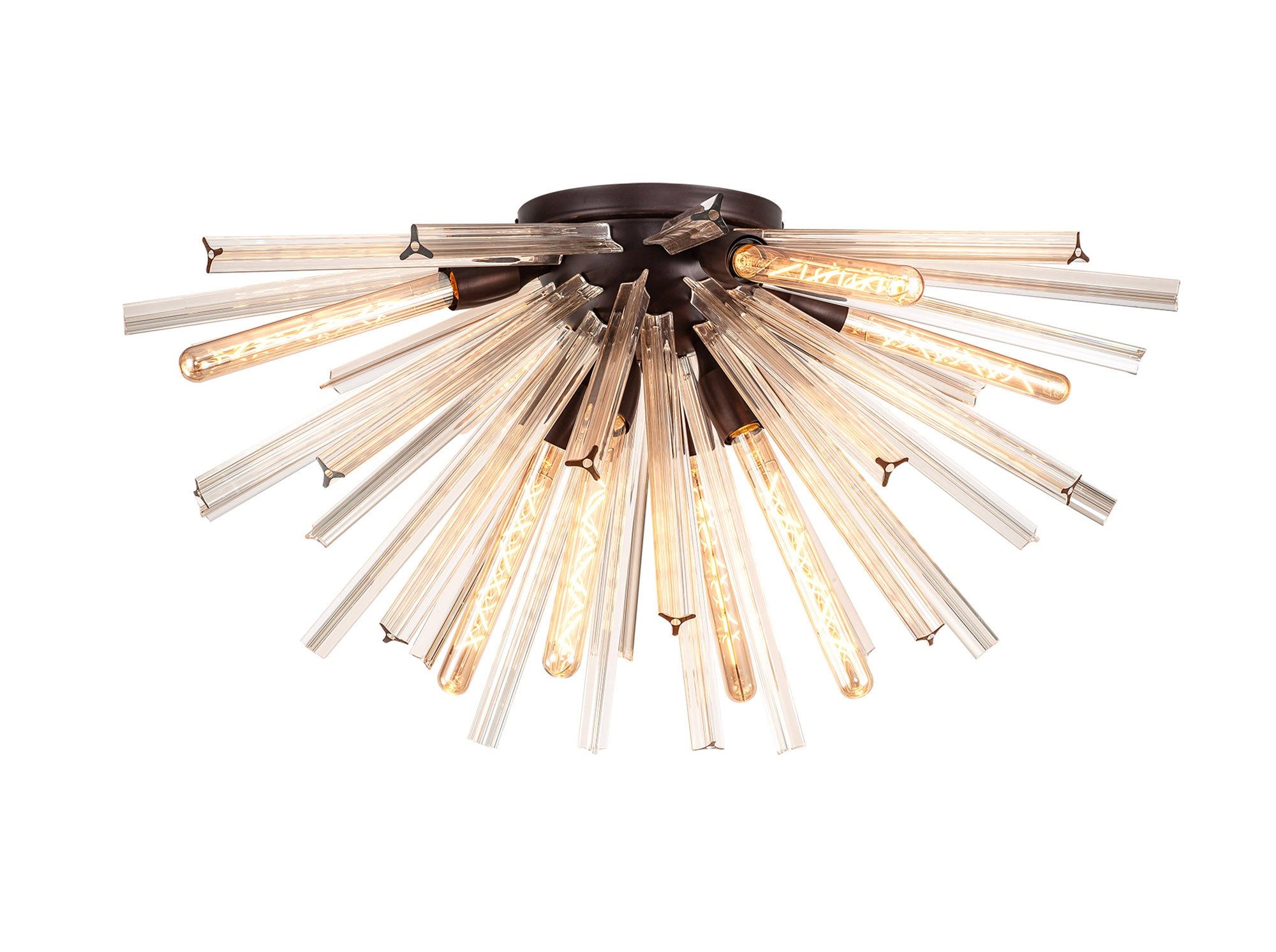 Rater 6Lt/8Lt E14, Semi Flush Brown Oxide, Polished Nickel / Champagne Gold Glass, Clear Glass, Champagne Gold Glass - Cusack Lighting