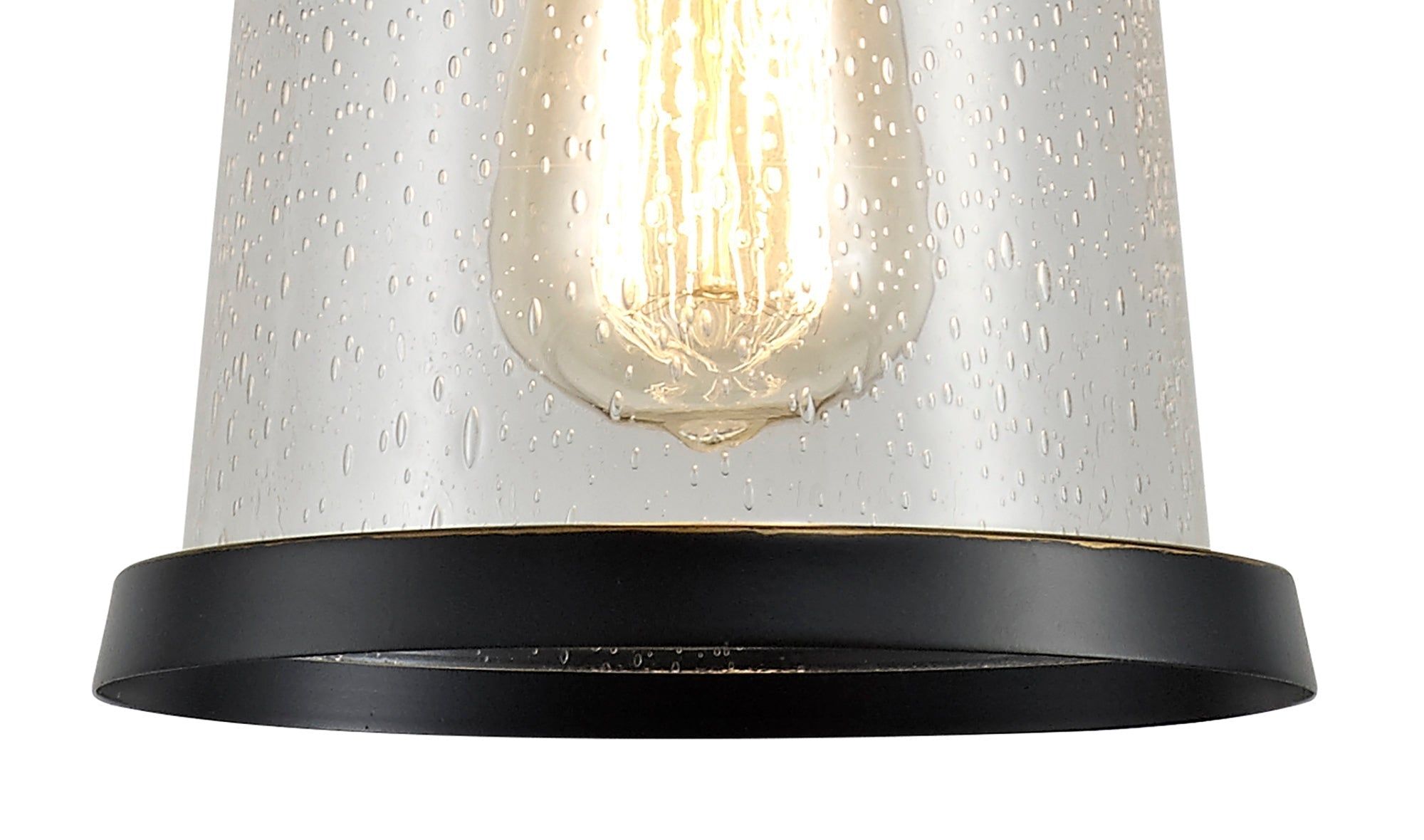 Razor Pendant, 1 x E27, Black/Gold With Seeded Clear Glass, IP54, 2yrs Warranty