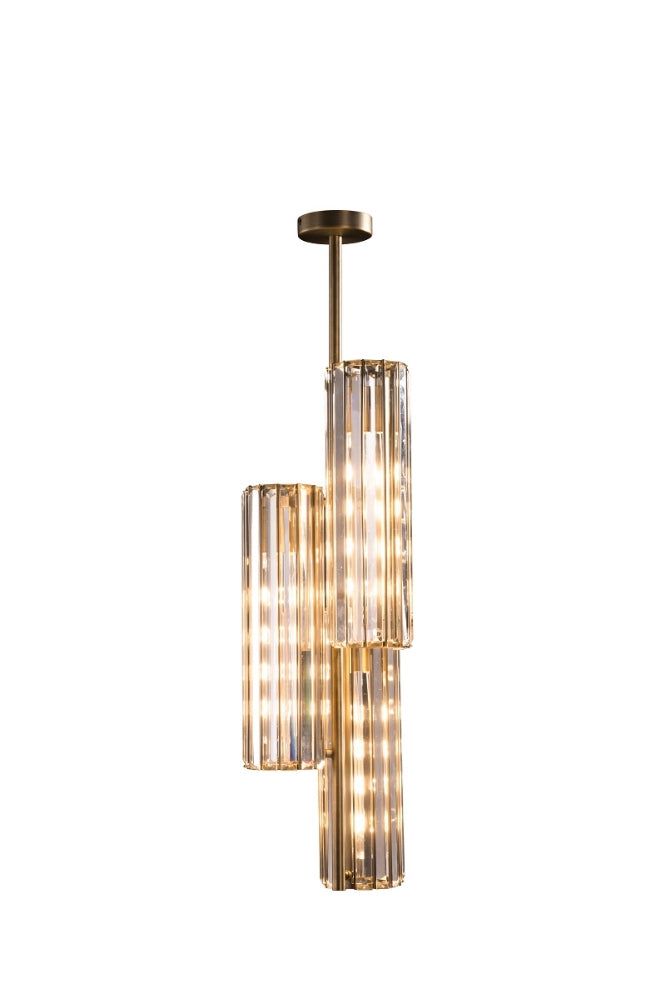 Reagan Centre Ceiling Light - Clear Crystal & Antique Brass Finish