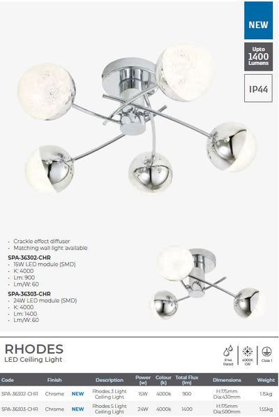 Rhodes 3lt LED Semi-Flush Chrome