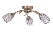 Roma 3Lt Light Antique Brass with Crystal Shade
