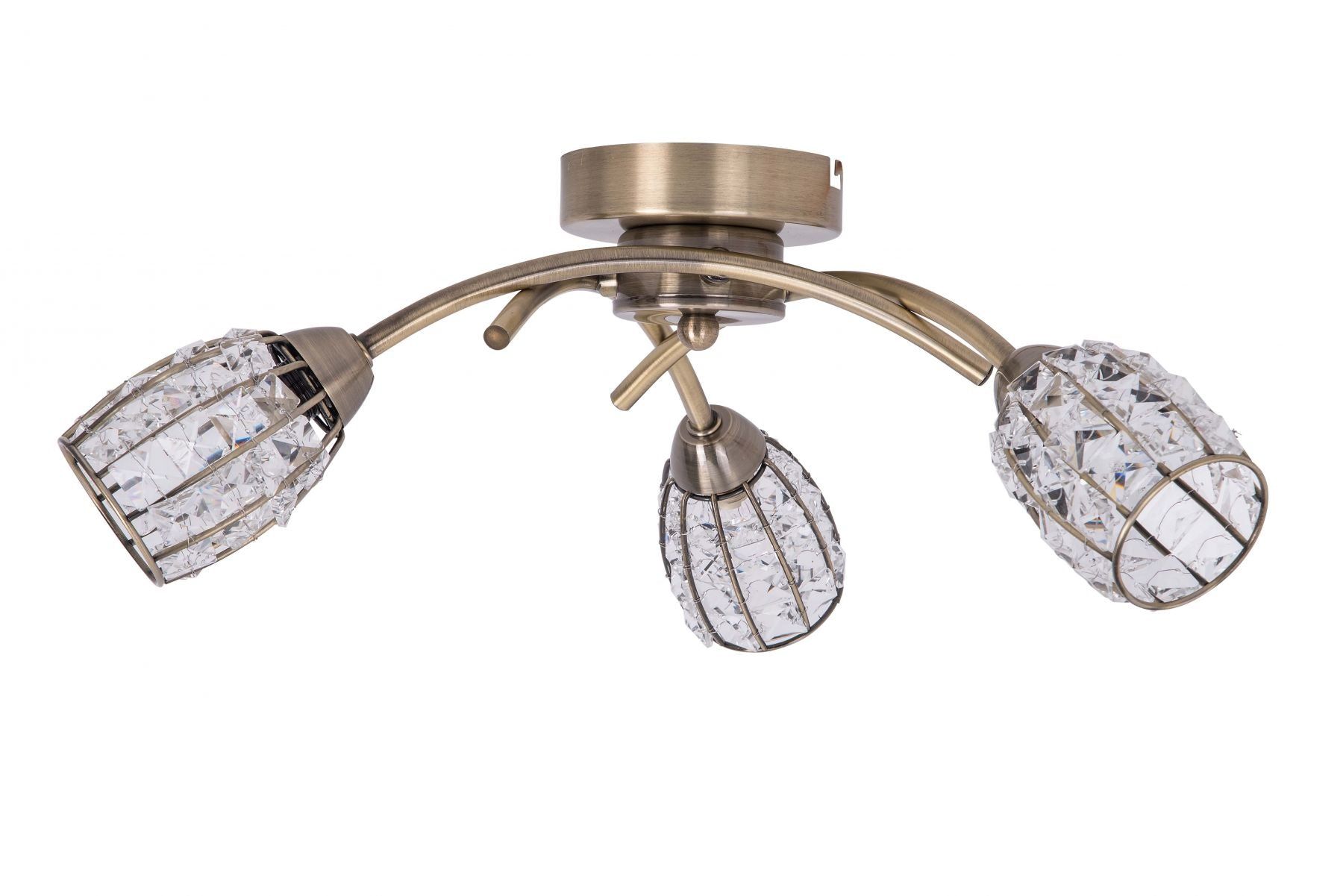 Roma 3Lt Light Antique Brass with Crystal Shade