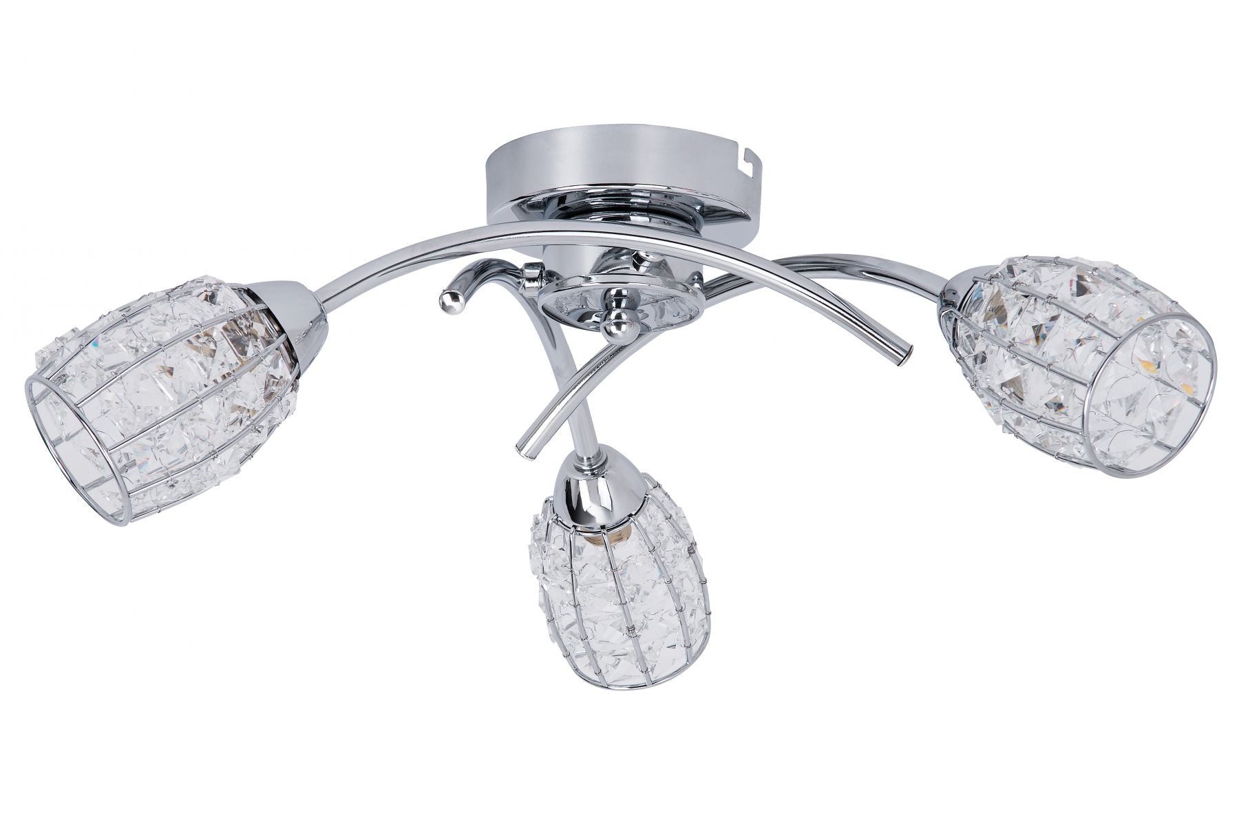 Roma 3Lt Light Polished Chrome with Crystal Shade