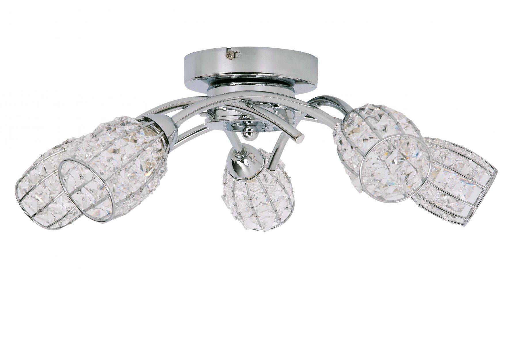 Roma 5Lt Light Polished Chrome with Crystal Shade