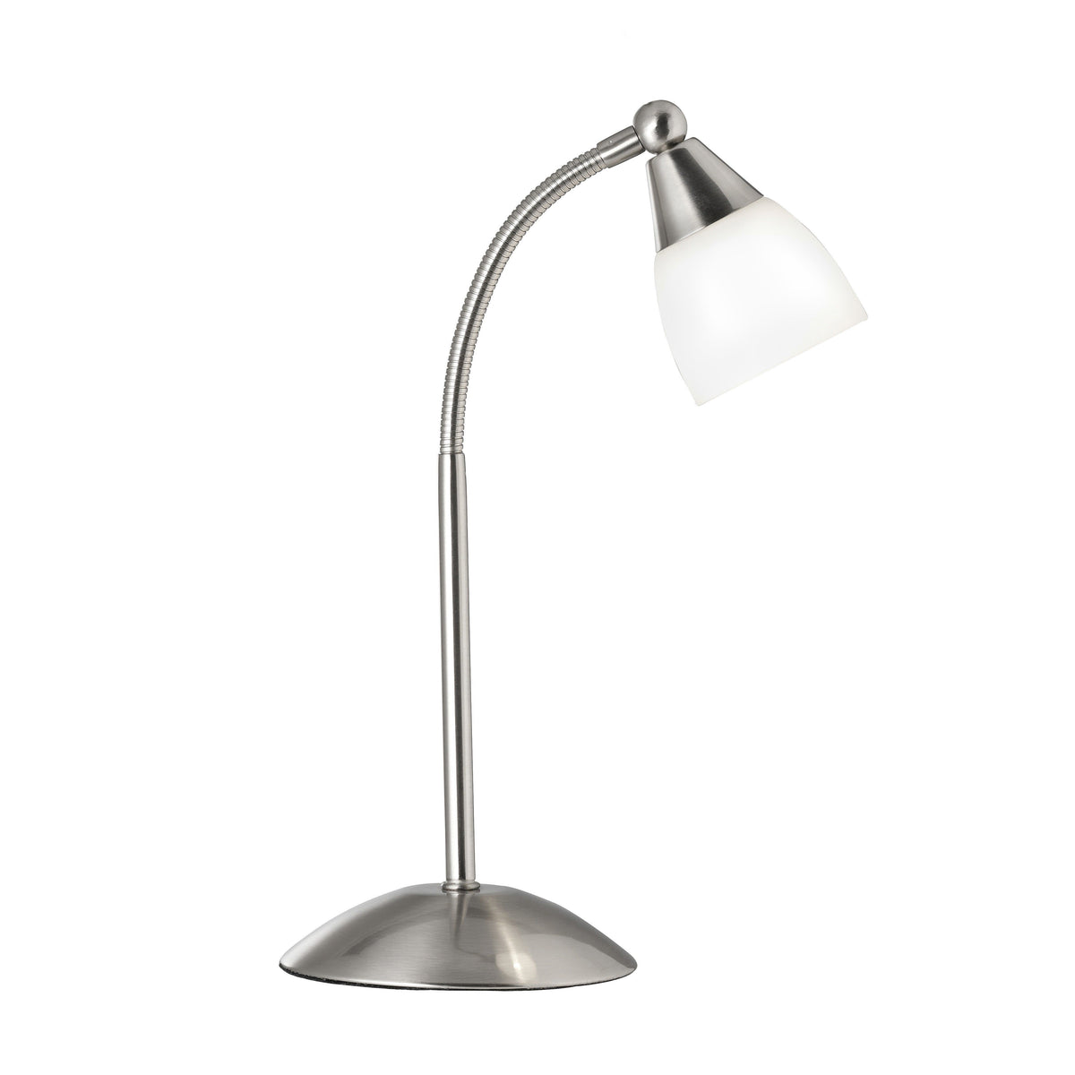 SATIN SILVER TOUCH TABLE LAMP WITH OPAL GLASS SHADE - Cusack Lighting