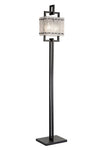 Vimonia Floor Lamp, 2 Light E27, Matt Black/Crystal Sand Glass