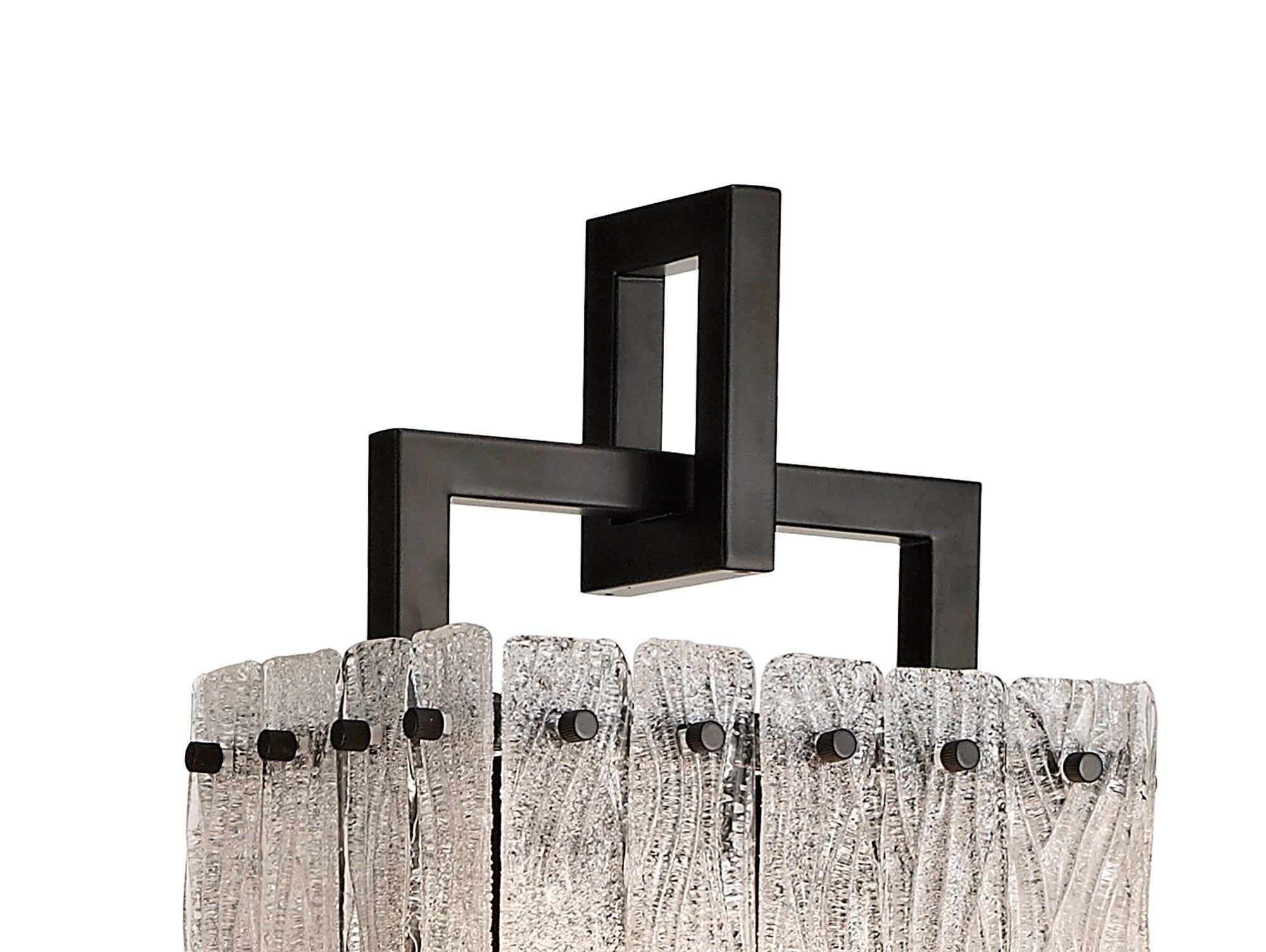 Vimonia Floor Lamp, 2 Light E27, Matt Black/Crystal Sand Glass