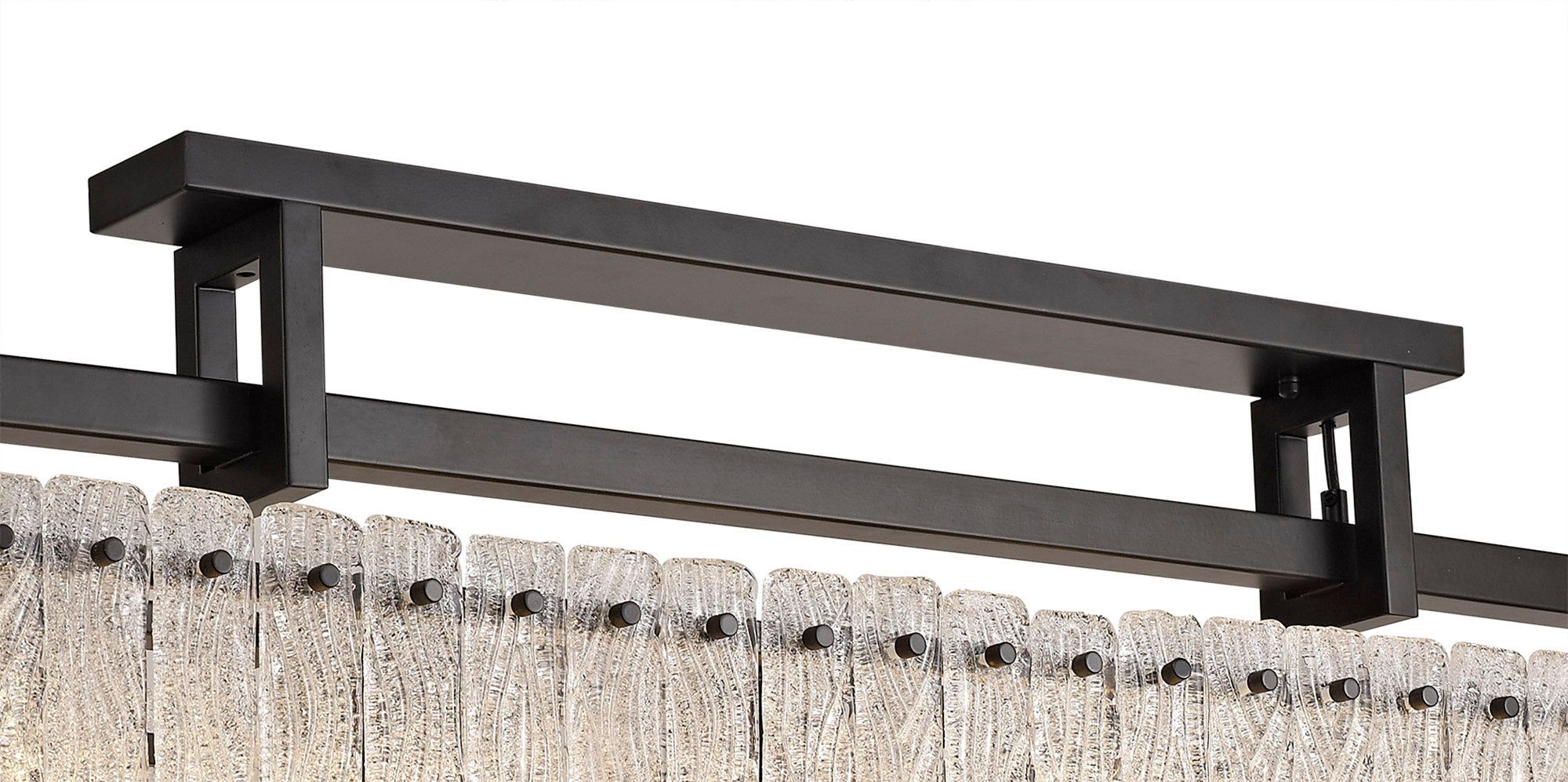 Vimonia Large Linear Pendant, 8/12 Light E27, Matt Black/Crystal Sand Glass 