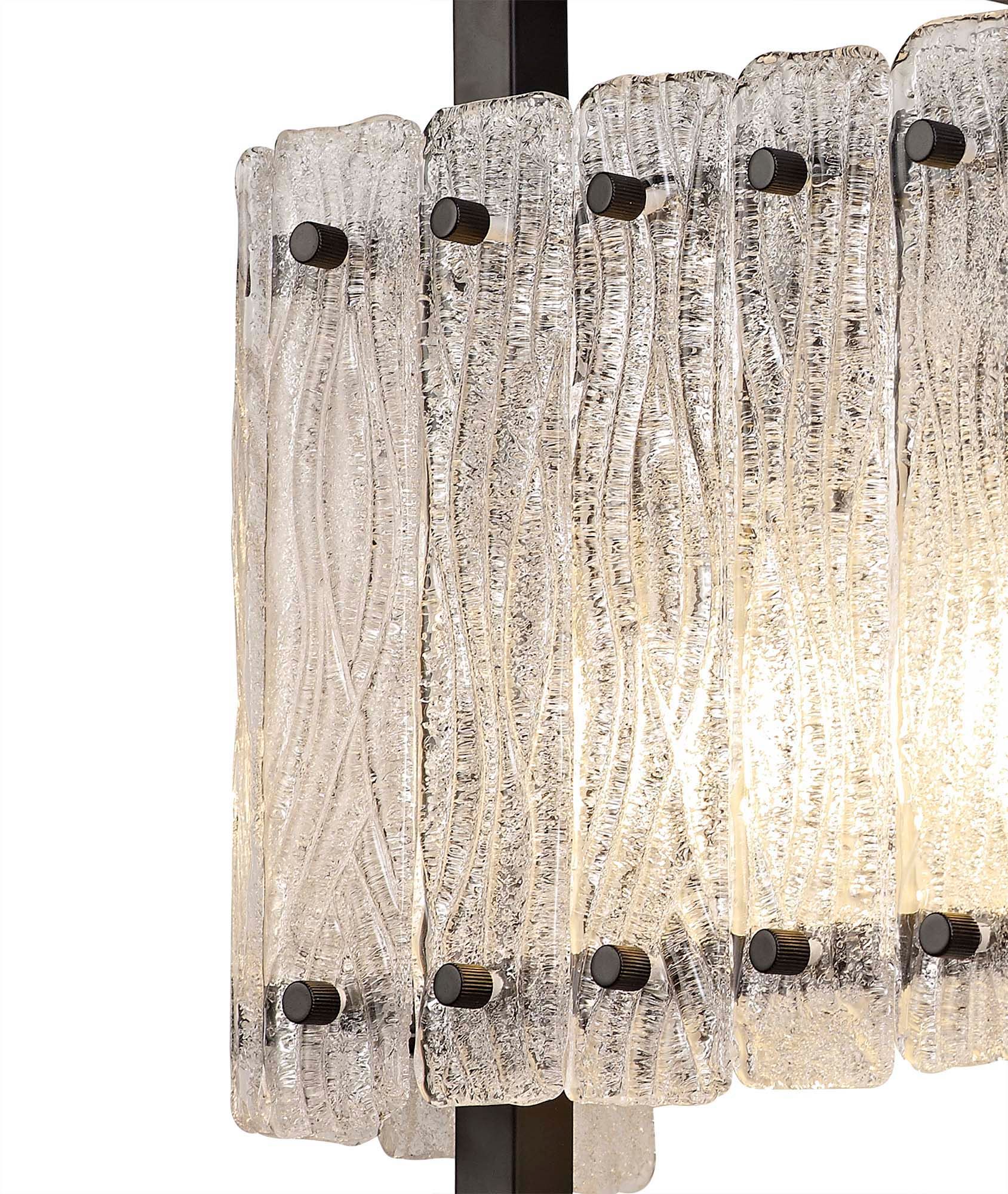Vimonia Wall Lamp, 2 Light E27, Matt Black/Crystal Sand Glass