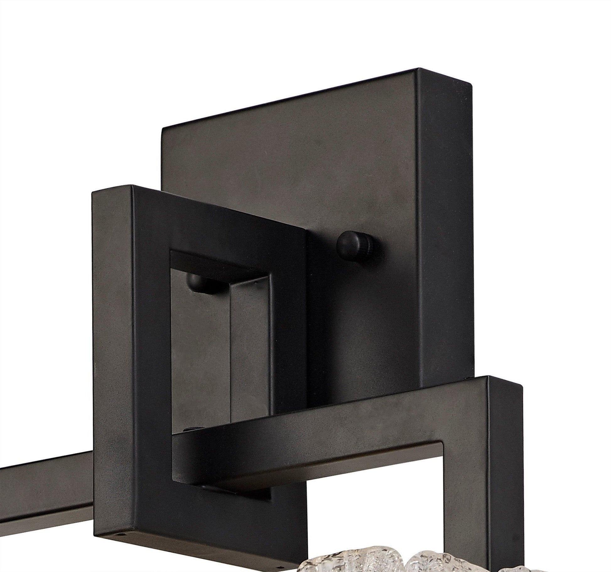 Vimonia Wall Lamp, 2 Light E27, Matt Black/Crystal Sand Glass