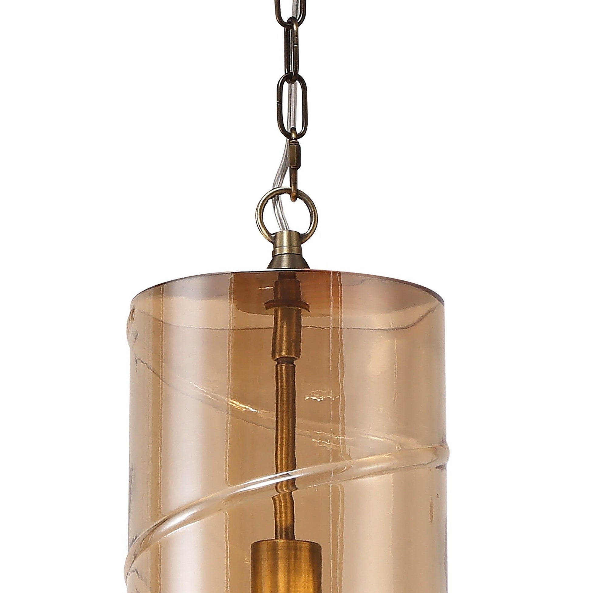 Shauna Pendant, 1 Light E27, Antique Brass/Amber,  Matt Black/Smoked,  Matt Black/Smoked