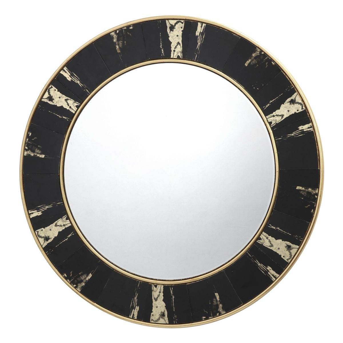 Dar Sidone Round Mirror With Black/Gold Foil Detail - Cusack Lighting