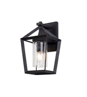 Silva Down Wall Lamp, 1 x E27, IP54, Anthracite/Clear Rain Drop Effect Glass, 2yrs Warranty