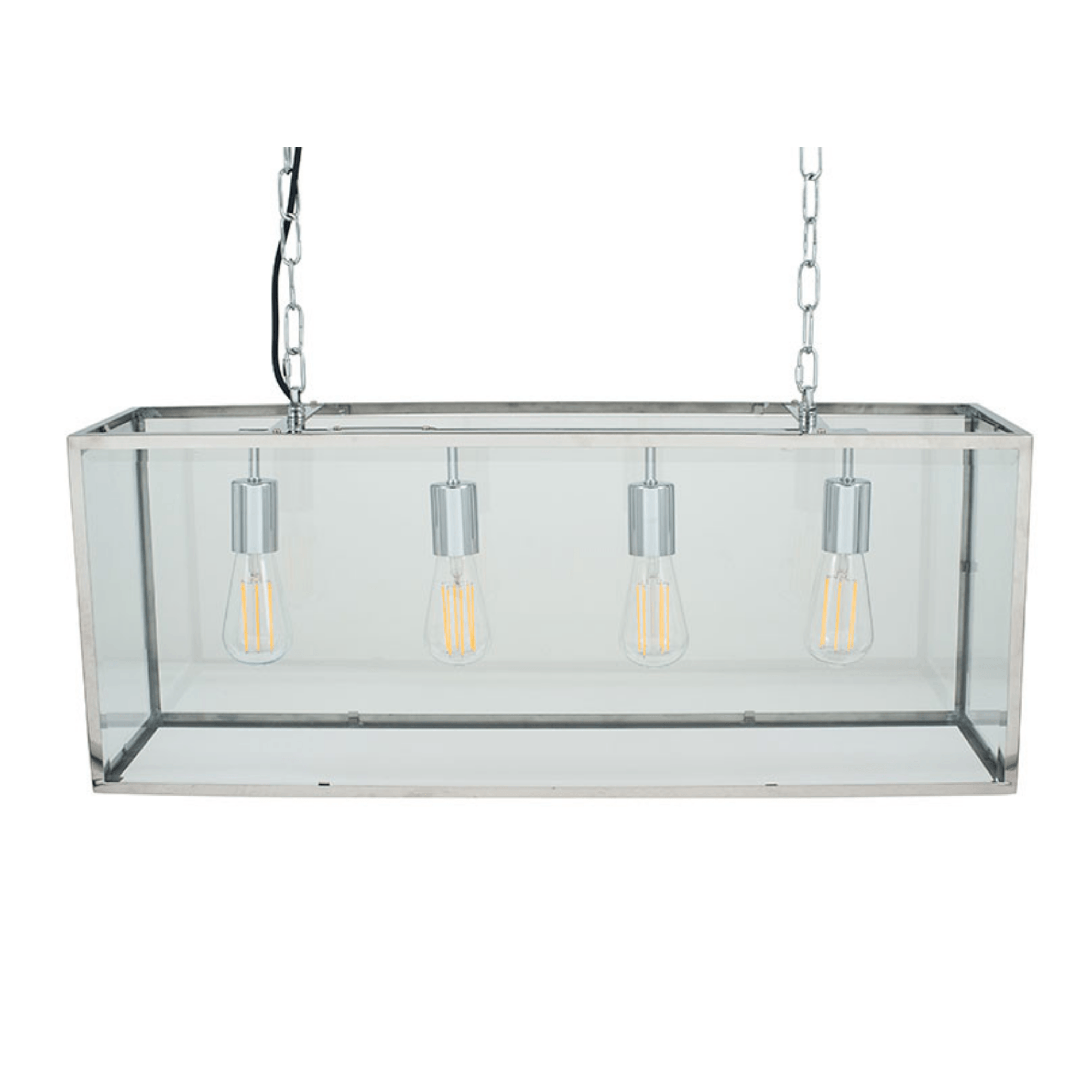 Silver Metal and Glass Four Bulb Pendant - Cusack Lighting