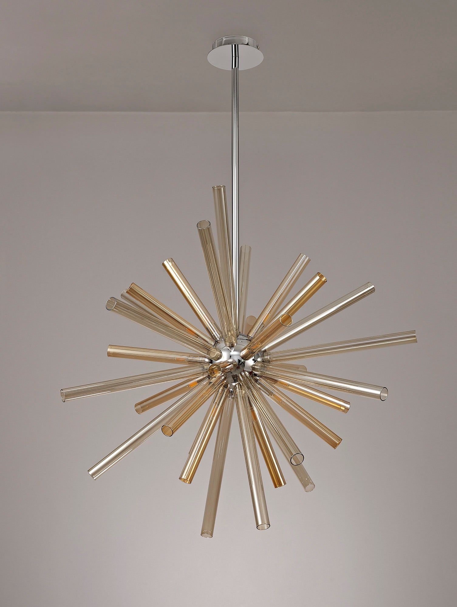 Sonta Pendant 16 Light G9, Amber & Champagne/Polished Chrome