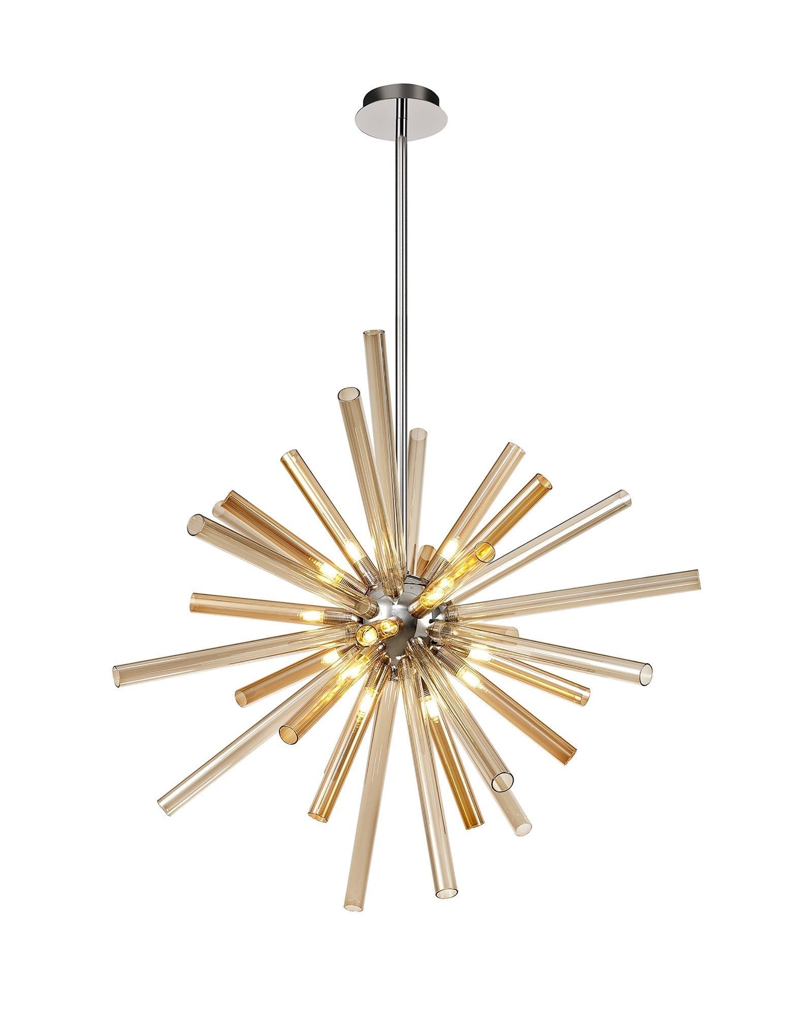 Sonta Pendant 16 Light G9, Amber & Champagne/Polished Chrome