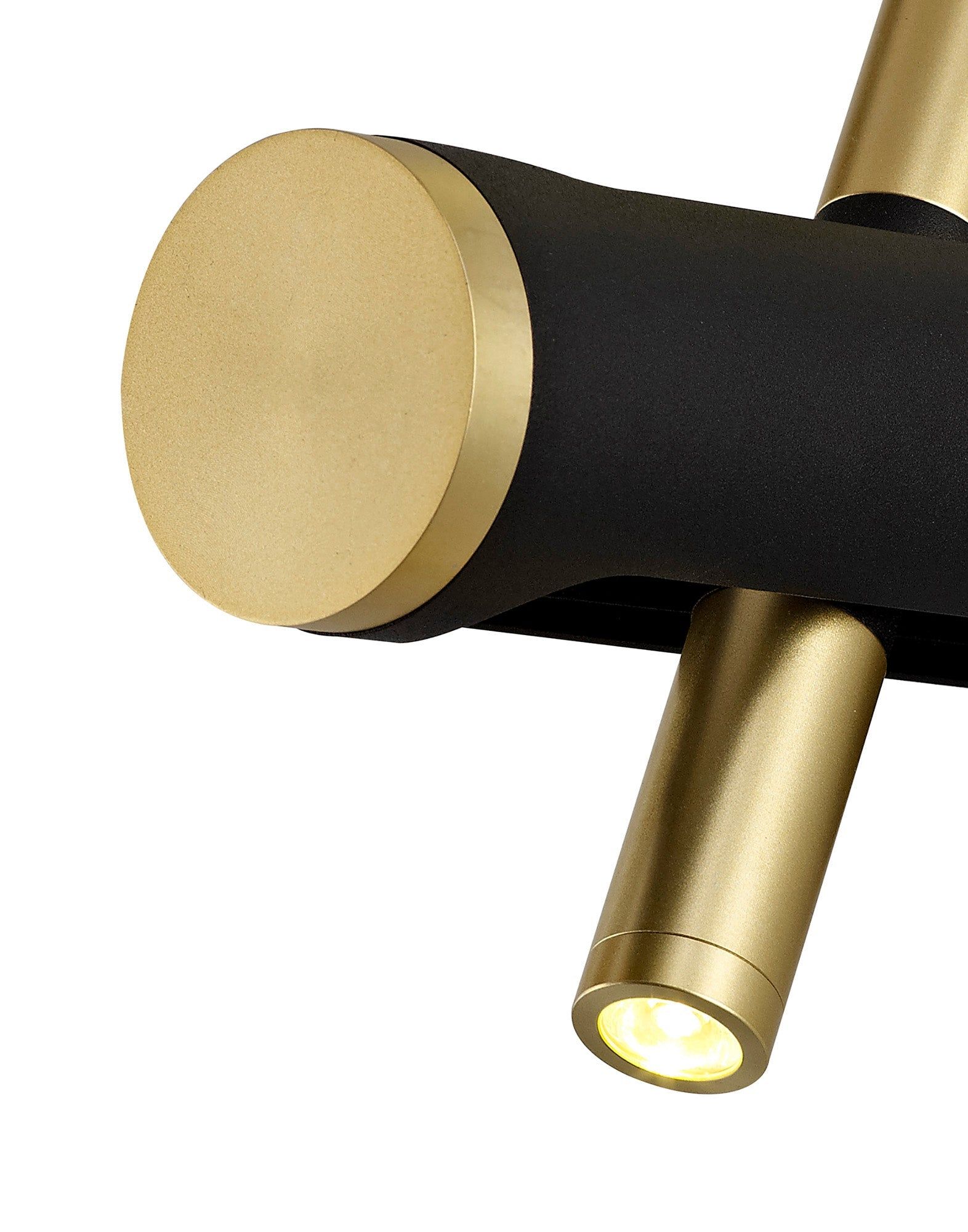 Sovera Switched Wall Light, 2 x 2W LED, 3000K, 560lm, Sand Black/Gold, 3yrs Warranty