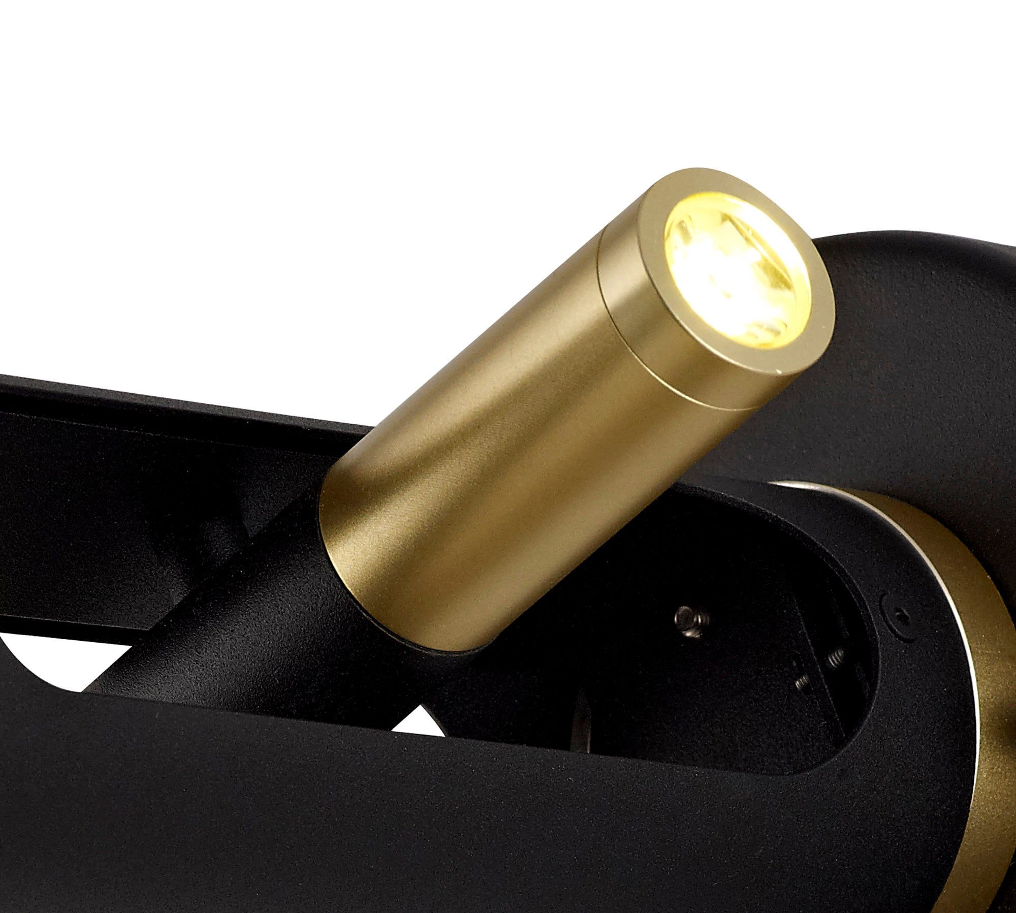Sovera Switched Wall Light, 2 x 2W LED, 3000K, 560lm, Sand Black/Gold, 3yrs Warranty