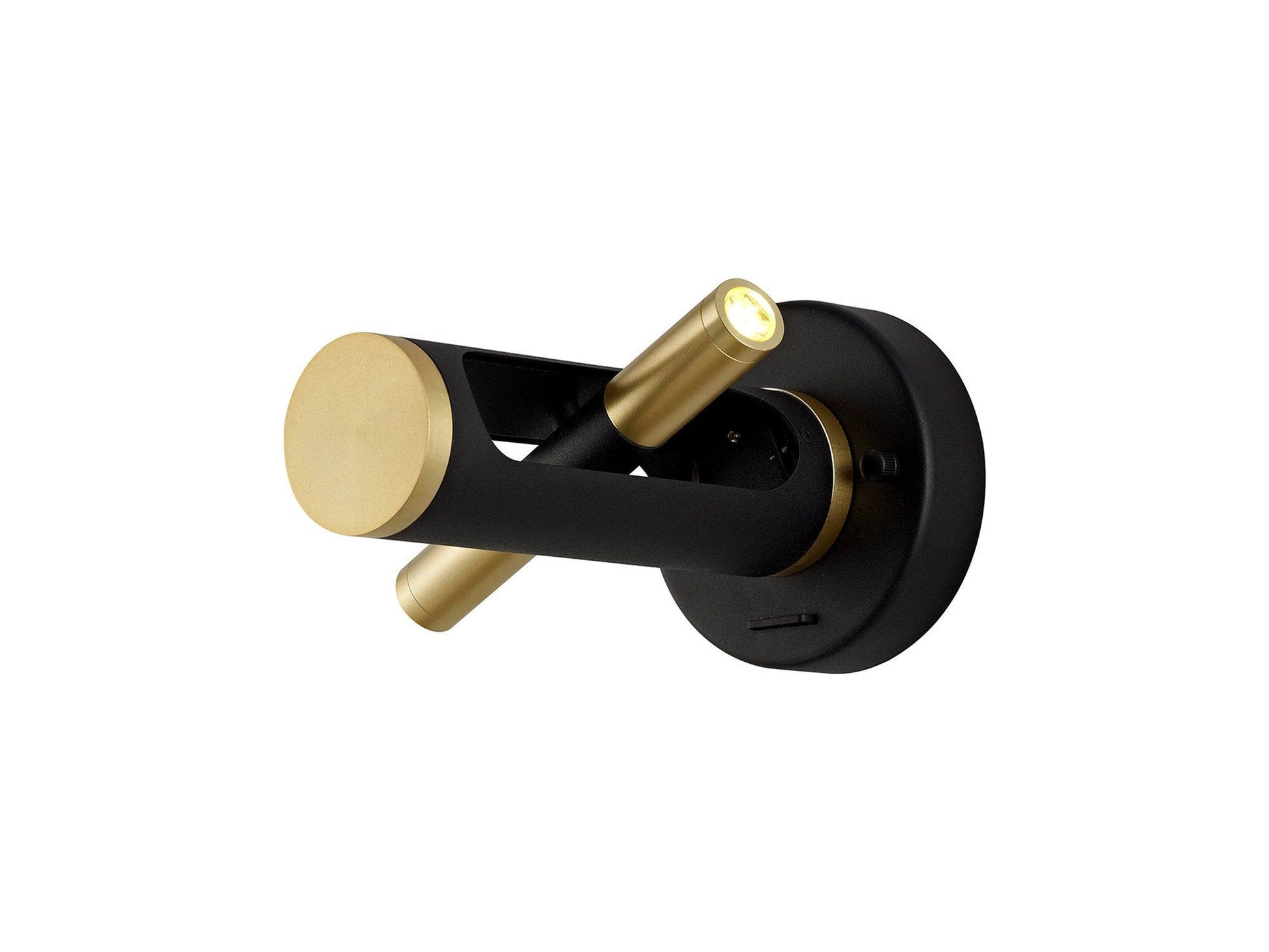 Sovera Switched Wall Light, 2 x 2W LED, 3000K, 560lm, Sand Black/Gold, 3yrs Warranty
