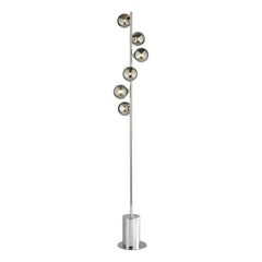 Spiral 6 Light Floor Lamp Polished Chrome/Matt Black-Finish Glass-Smoked/Opal