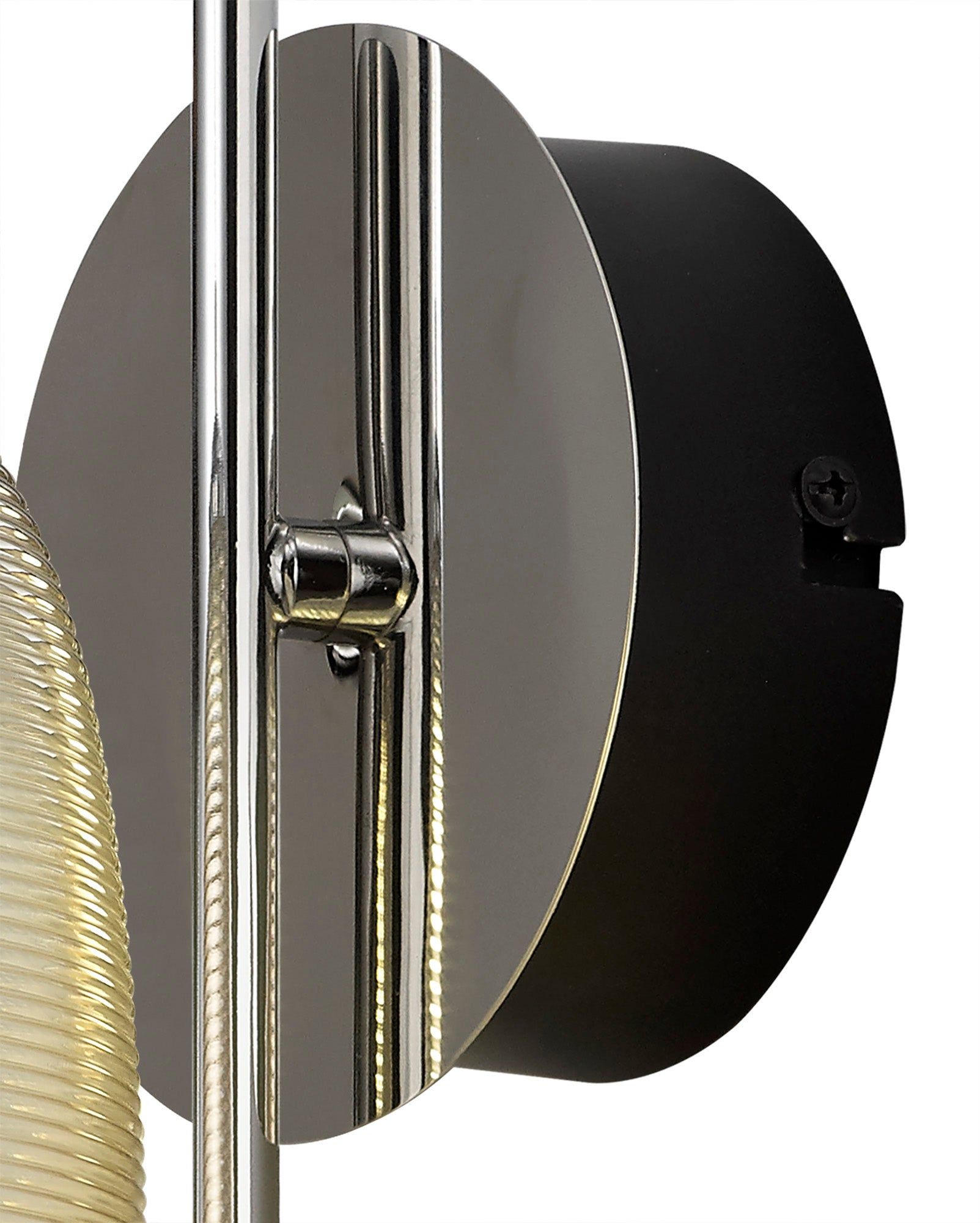 Stardust Switched Wall Lamp, 1 x 6W LED, 4000K, 720lm, Polished Chrome/Black With Champagne Glass, 3yrs Warranty
