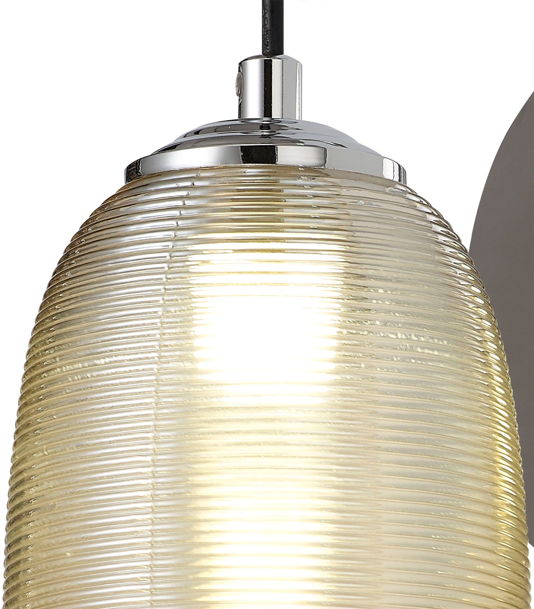 Stardust Switched Wall Lamp, 1 x 6W LED, 4000K, 720lm, Polished Chrome/Black With Champagne Glass, 3yrs Warranty