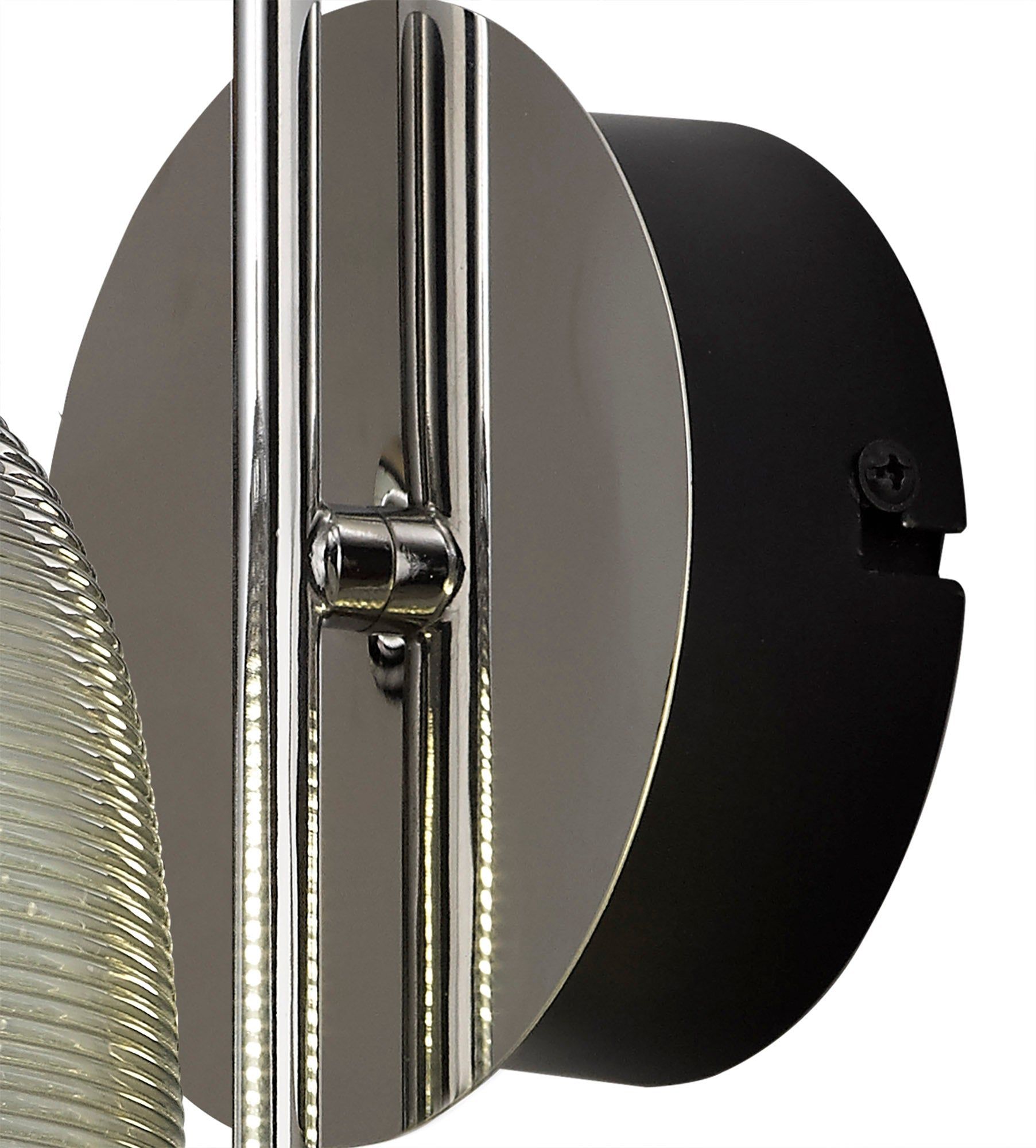 Stardust Switched Wall Lamp, 1 x 6W LED, 4000K, 720lm, Polished Chrome/Black With Champagne Glass, 3yrs Warranty