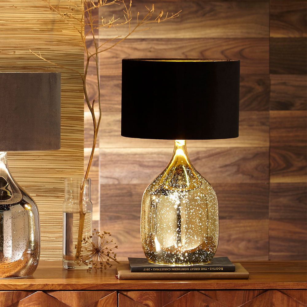 Stellar Champagne Gold Glass Dual Light Table lamp - Cusack Lighting