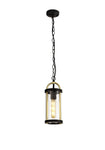 Ster Pendant, 1 x E27, Black & Gold/Clear Glass, IP54, 2yrs Warranty