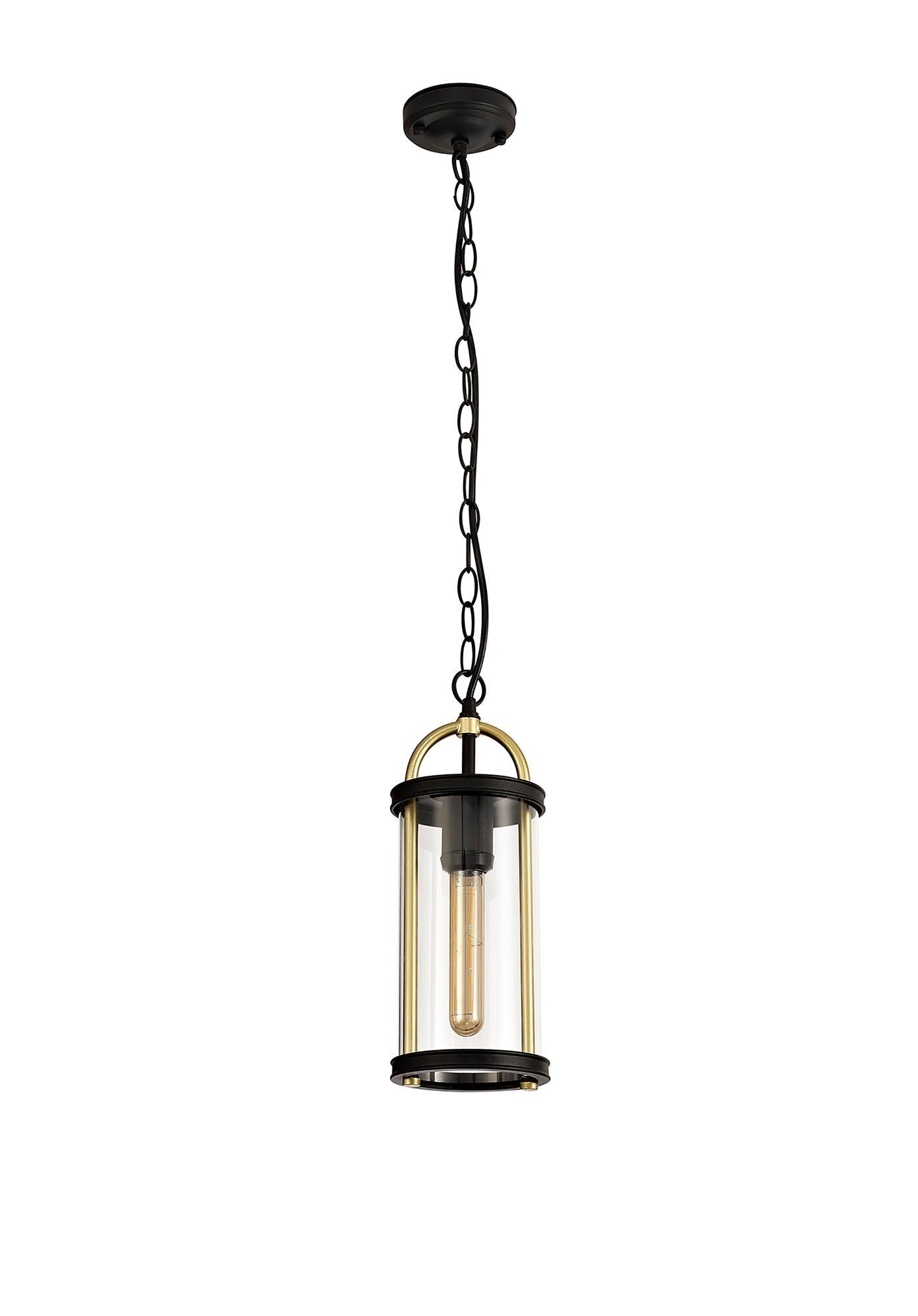 Ster Pendant, 1 x E27, Black & Gold/Clear Glass, IP54, 2yrs Warranty