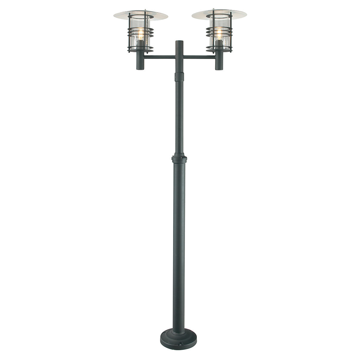 Stockholm 2 Light Twin Lamp Post - Black/Galvanised Finish - Cusack Lighting
