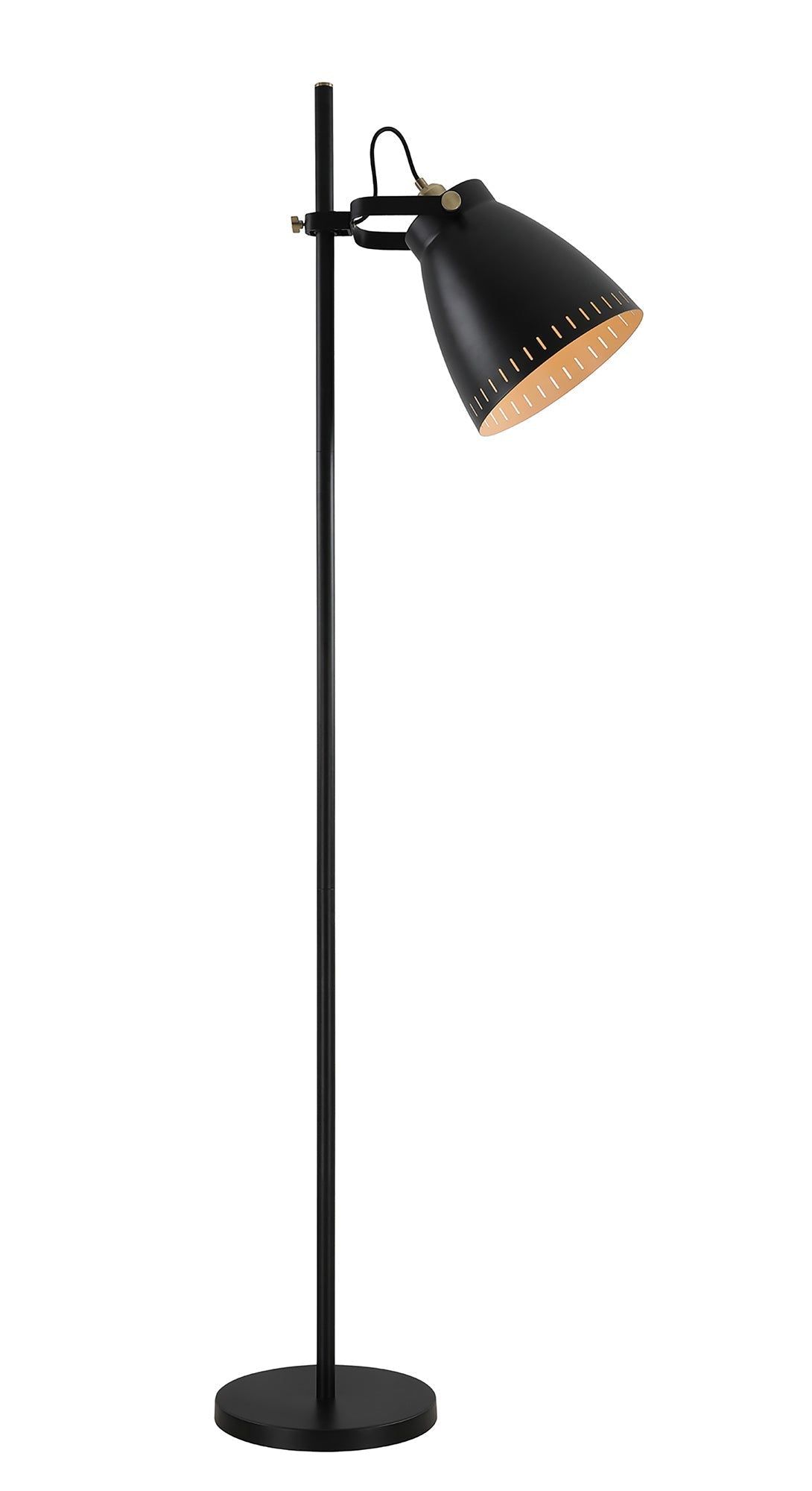 Stoke Adjustable Floor Lamp, 1 x E27, Matt Black/Antique Brass/Khaki