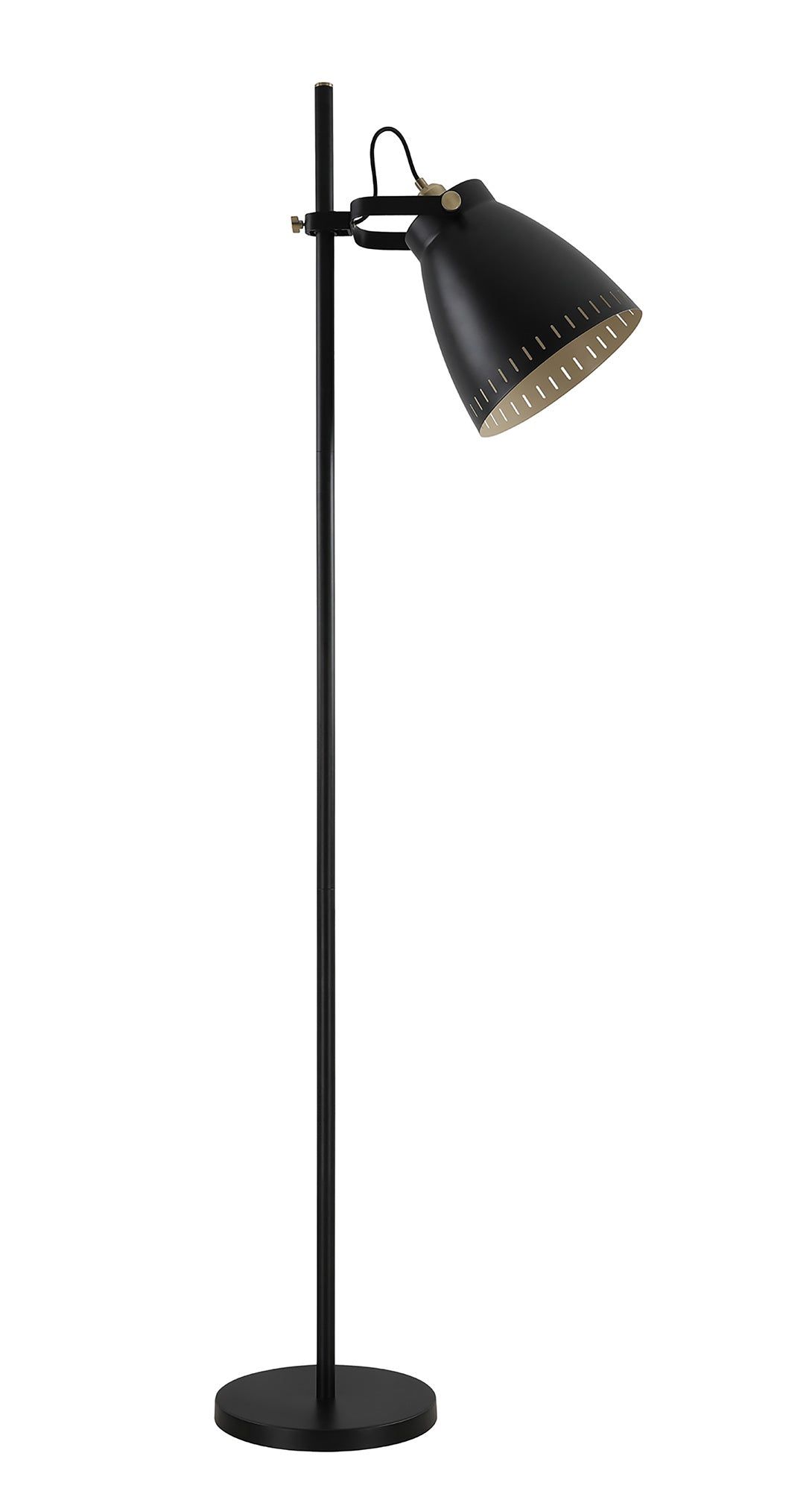 Stoke Adjustable Floor Lamp, 1 x E27, Matt Black/Antique Brass/Khaki