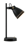 Stoke Adjustable Table Lamp, 1 x E27, Matt Black/Antique Brass/Khaki