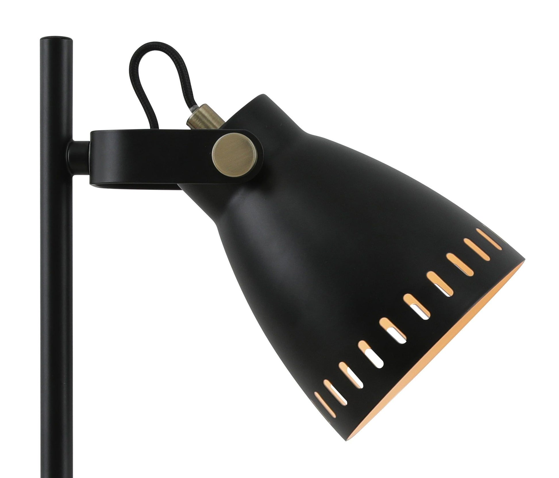 Stoke Adjustable Table Lamp, 1 x E27, Matt Black/Antique Brass/Khaki