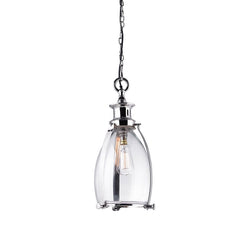 Storni Small Pendant Ceiling Light - Polished Nickel with Clear Glass Finish IP20