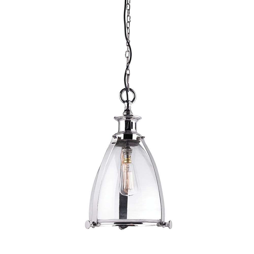 Storni Large Pendant Ceiling Light - Polished Nickel with Clear Glass Finish IP20