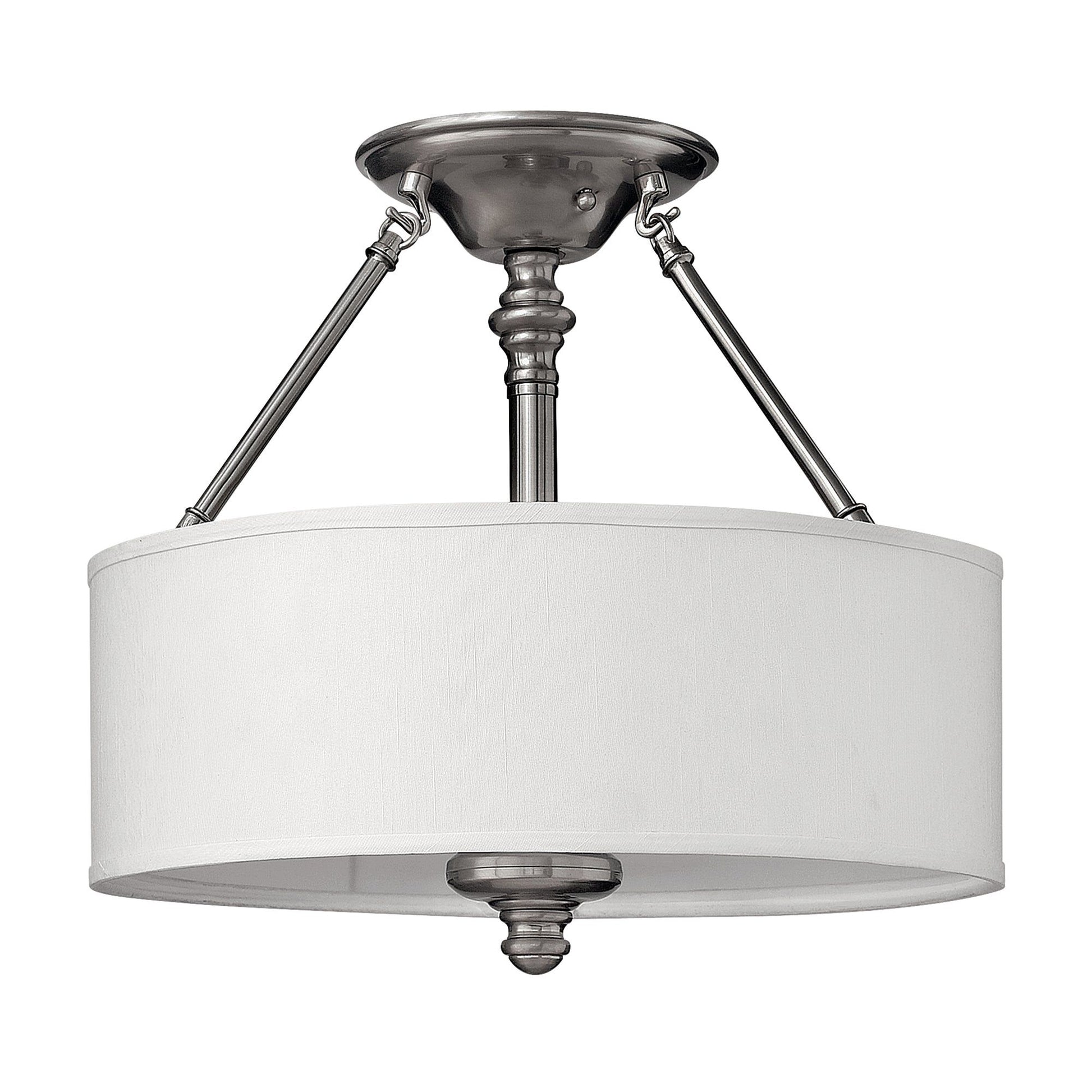 Sussex 3Lt Semi Flush Ceiling Light - Brushed Nickel Finish