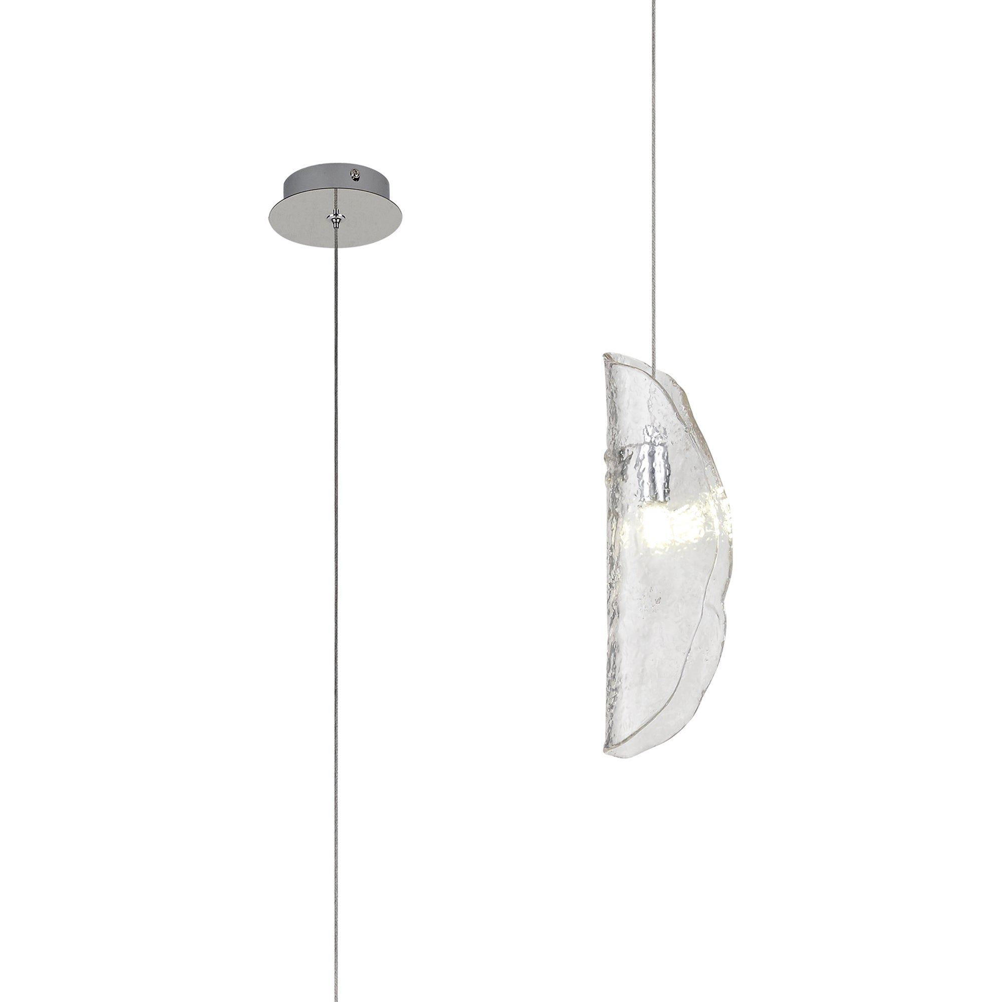 Syros Pendant 2m, 1 x G9, Polished Chrome/Amber Glass/Clear Glass/Smoked Glass