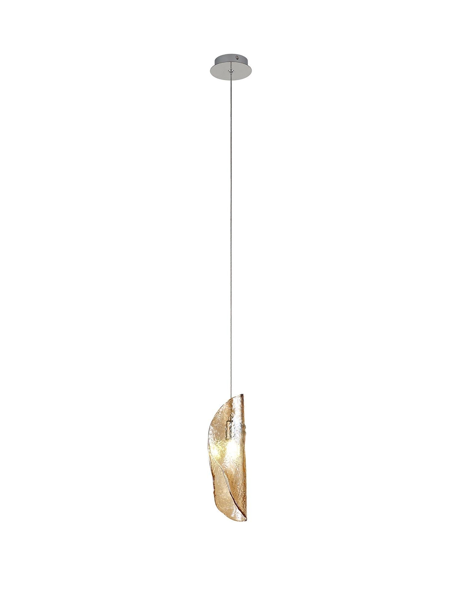 Syros Pendant 2m, 1 x G9, Polished Chrome/Amber Glass/Clear Glass/Smoked Glass